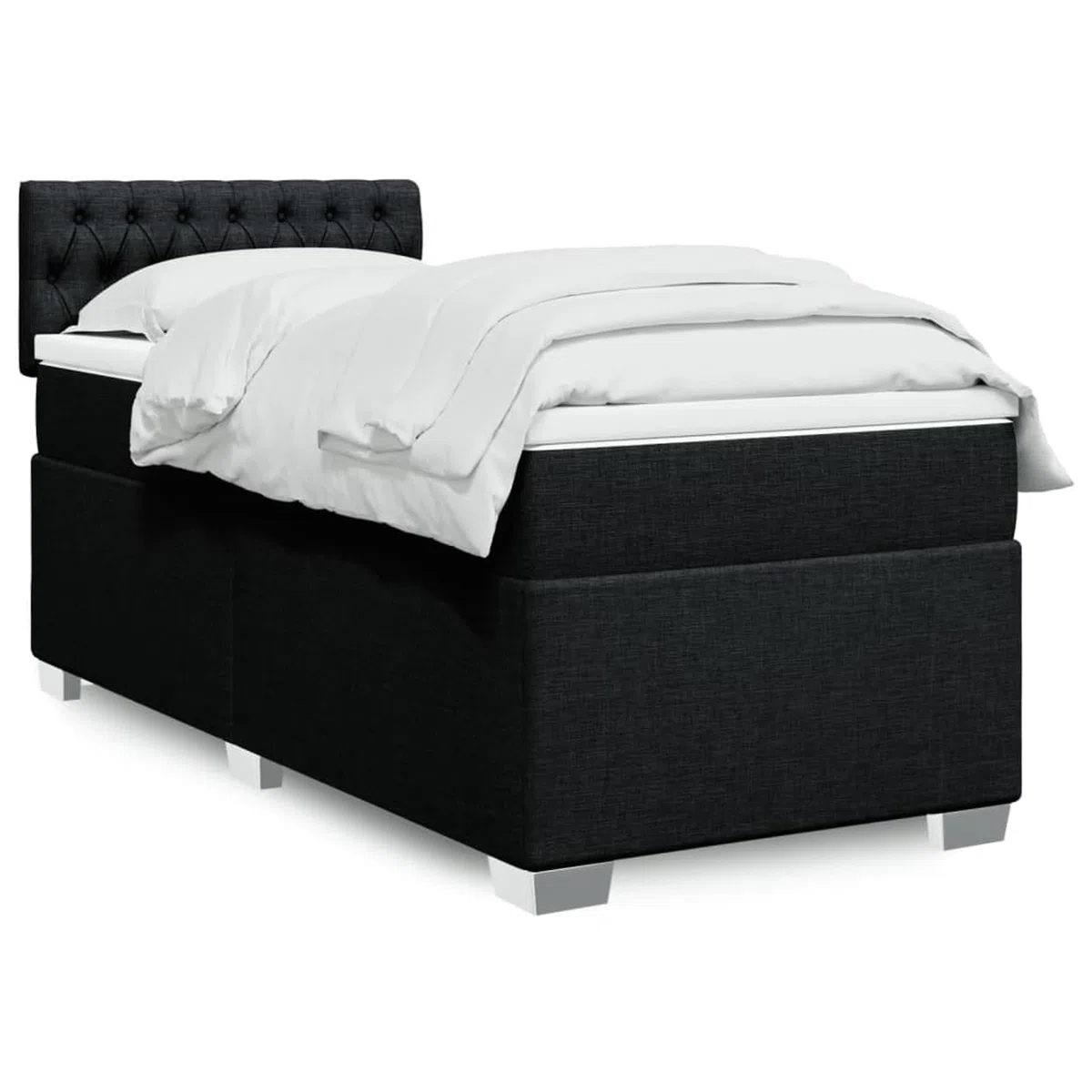 Boxspringbett mit Matratze Schwarz 90x200 cm Betten Bett Mit Matratze Bett Boxspringbett Schlafzimmer MöBel Stoff - 3285780