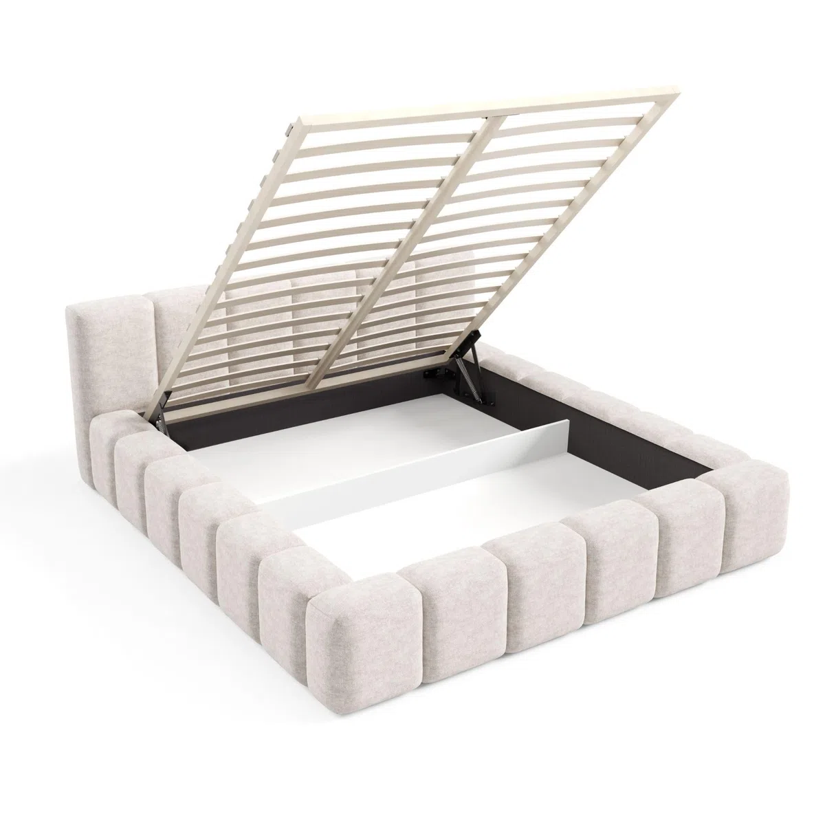 Dekori Polsterbett KALLA Premium Wolkenbett mit Bettkasten, Boucle Bett (Quelle 02, 180 x 200 cm)
