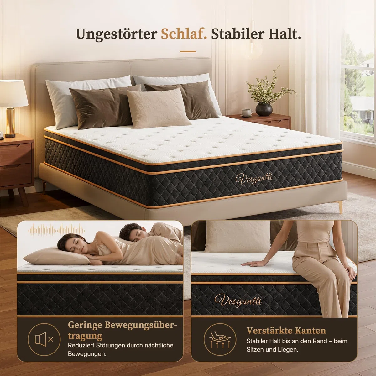 Vesgantti Matratze 140x200 cm H3, 30 cm Taschenfederkernmatratze fürs Bett