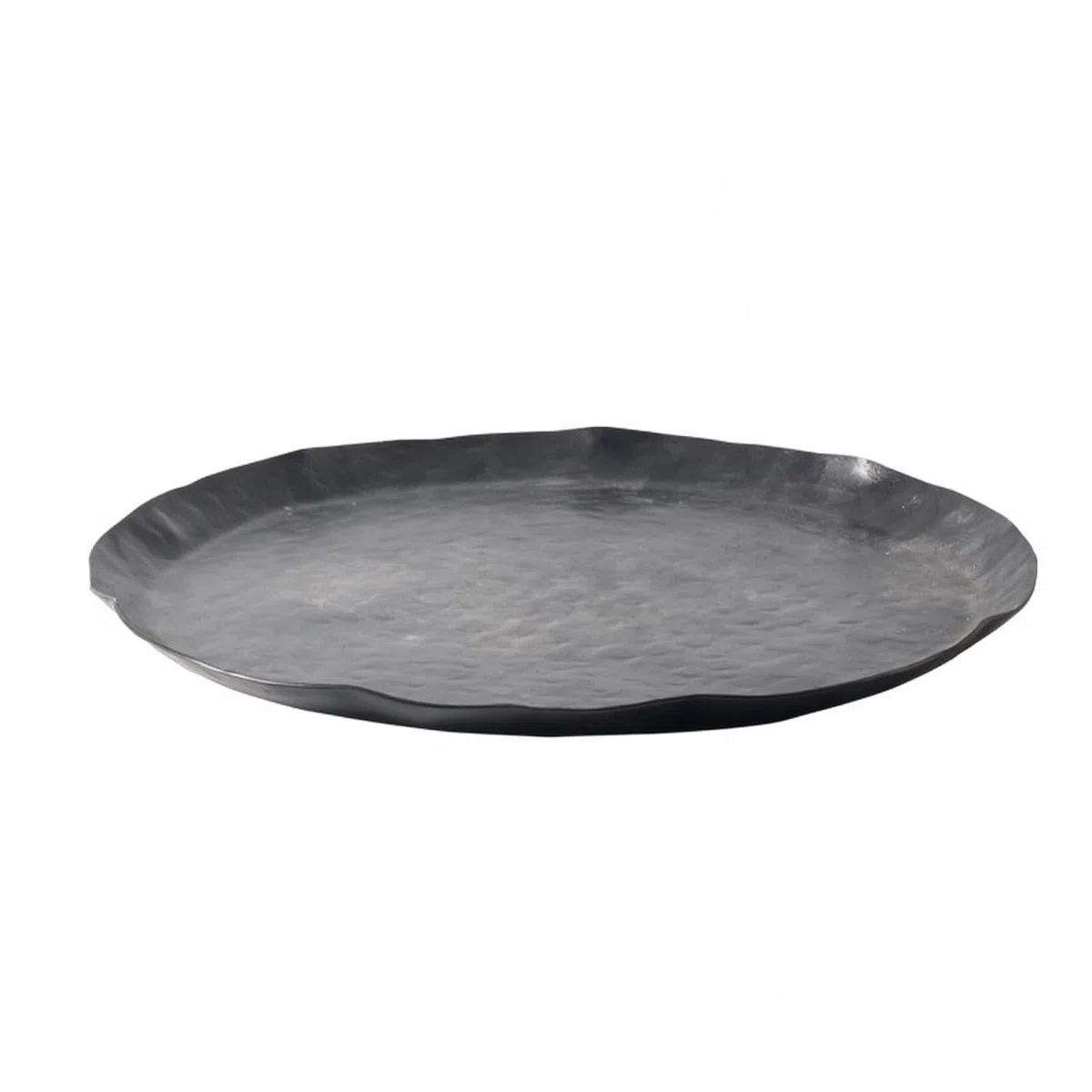 Modern Metalltablett | Gehämmerte Oberfläche, Aluminiumtablett, elegant, Tablett mit gewelltem Rand, für Esszimmer, Eingangsbereich, L