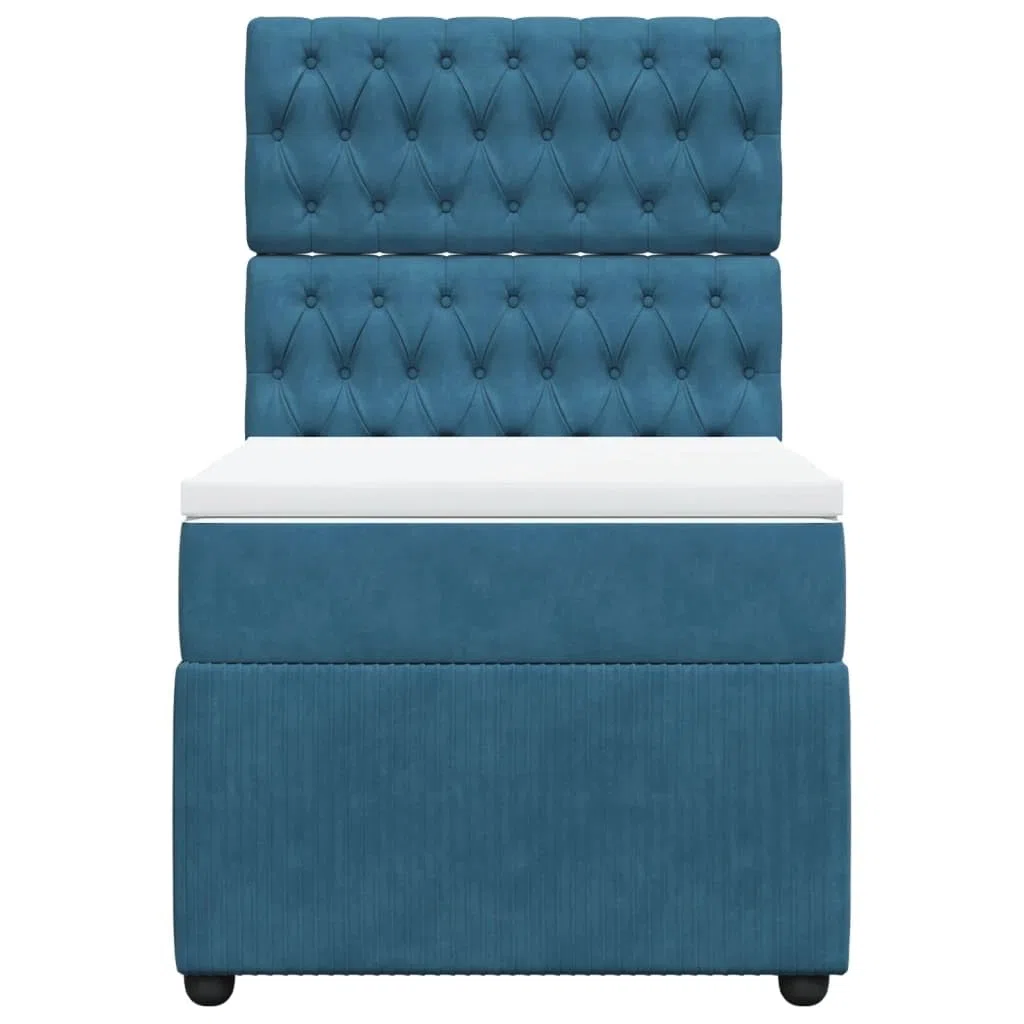 Brokky Boxspringbett mit Matratze Betten Mit Matratze Schlafzimmer Bett Boxspringbett Mit Matratze Dunkelblau 100x200 cm Samt