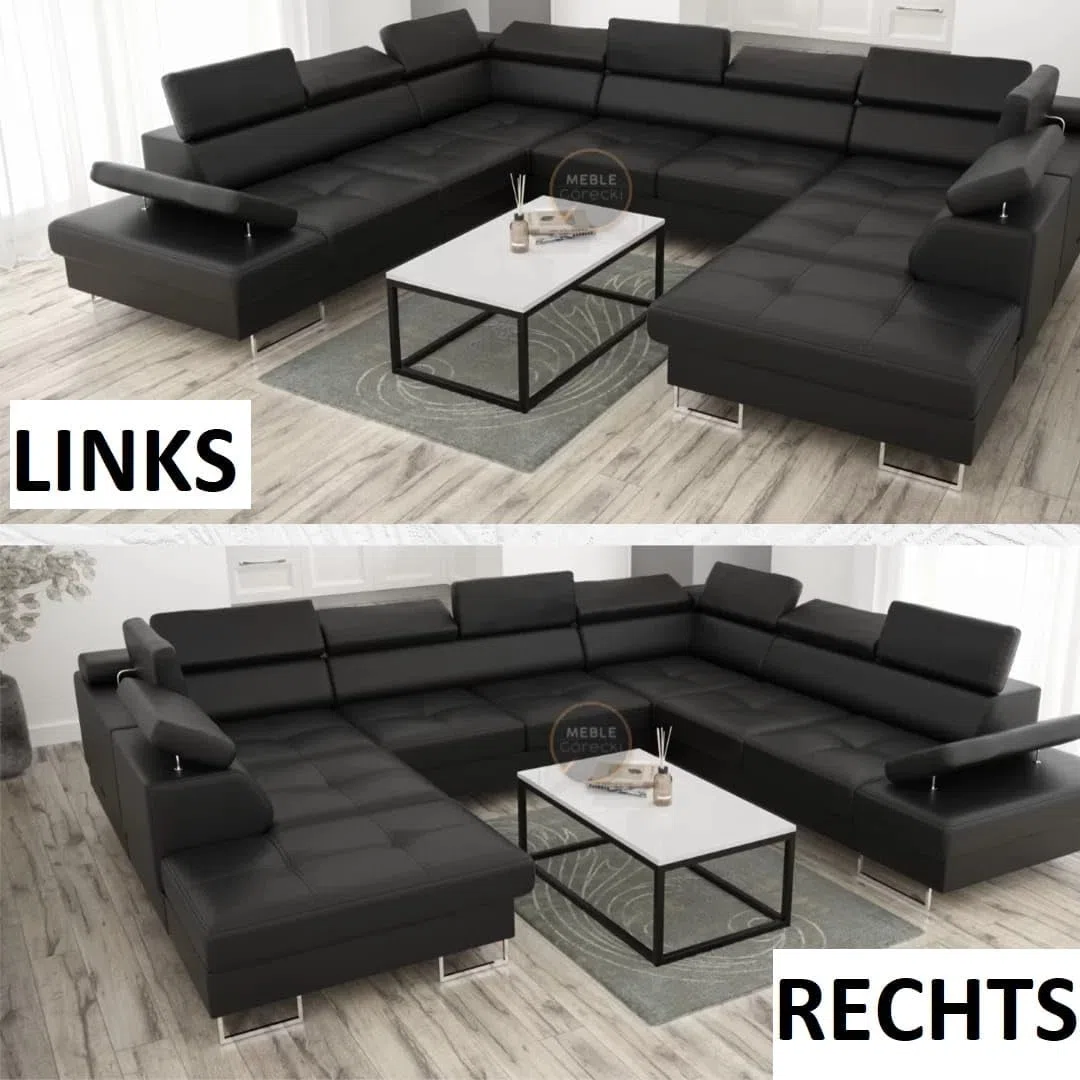 Ecksofa Galaxy MAX I Ecksofa mit Schlaffunktion, 280x350x225 cm, Stoff Gemma, Bettkasten, verstellbaren Kopfstützen & Armlehne (Beige, Links)