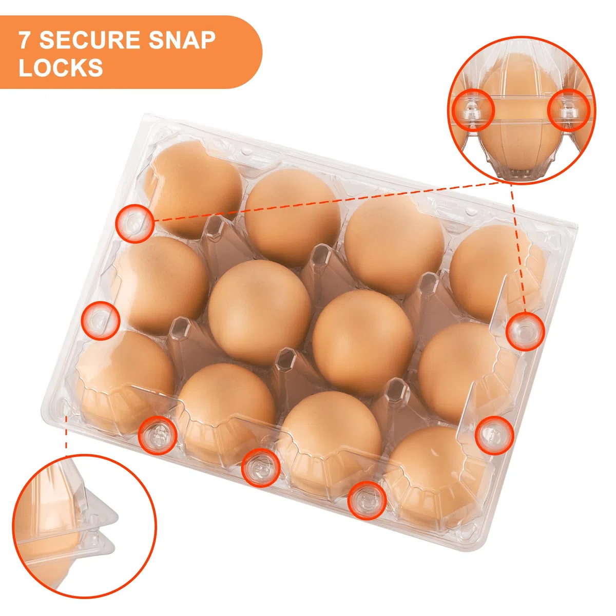 Eierkartons, 100 Packungen, Kunststoff, 3 x 4 Fächer, transparente Eierkartons, günstige Großpackung für 12 Eier, ideal für Kühlschrankaufbewahrung, Hühnerfarm, Bauernmärkte und kommerzielle
