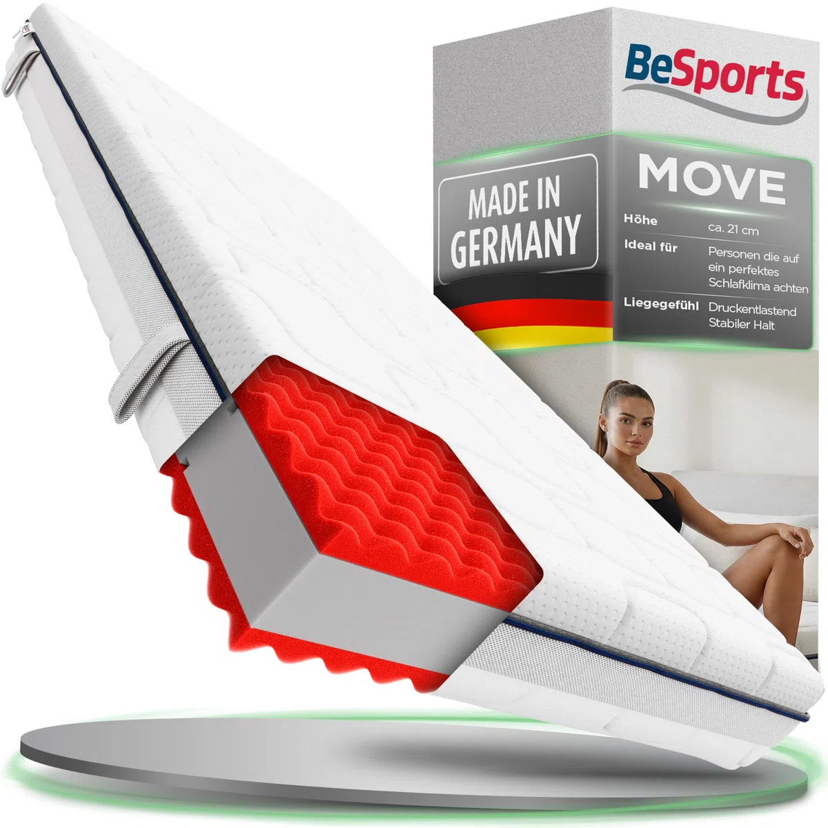 Move 7-Zonen ergonomische Matratze 140x200 cm Härtegrad H2 wendbar