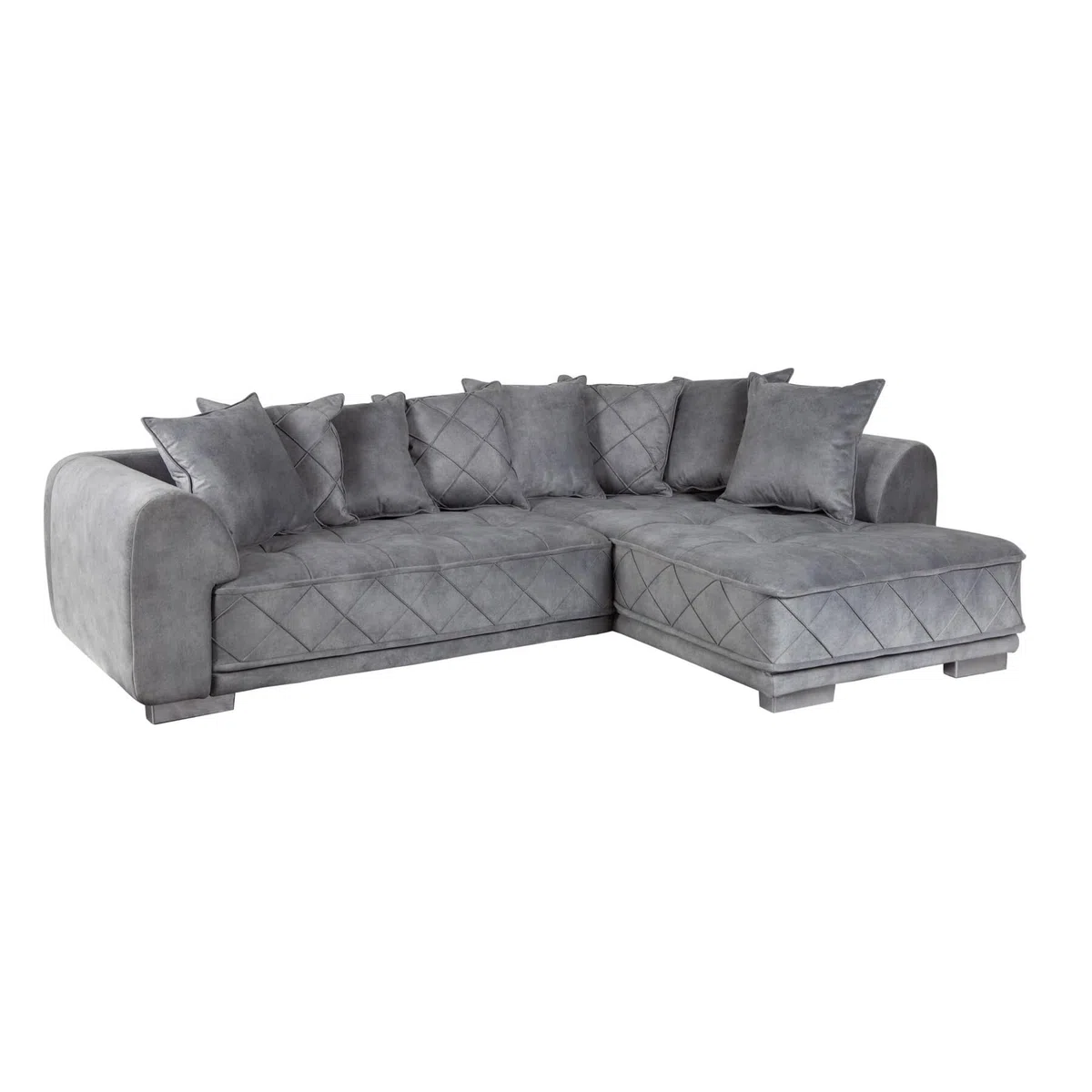 Riess Ambiente Modernes XXL Ecksofa DECADENCIA 319cm Silbergrau Samt inkl. Kissen Eckcouch Sofa mit Samtbezug Couch