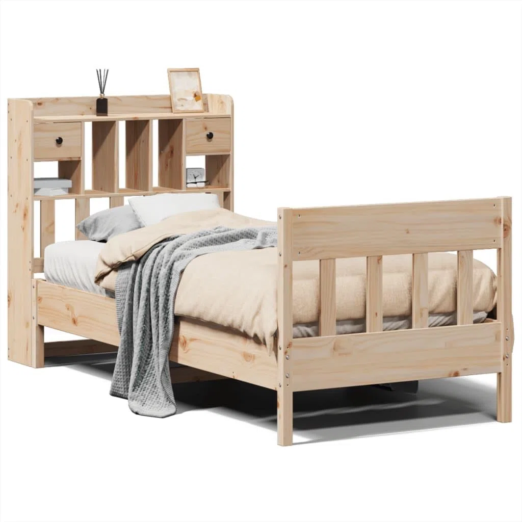 Massivholzbett ohne Matratze Bed Frame Bettgestell Massivholzbett Betten Holzbett 90x190 cm Kiefer - 3323281