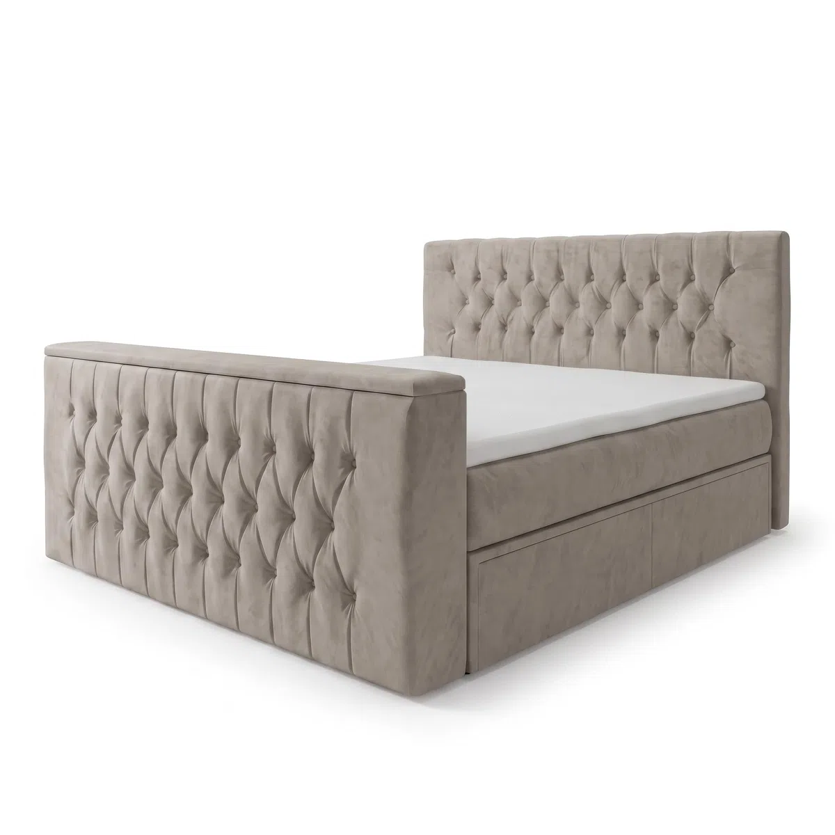 Polsterbett Horizon 140x200 TV-Lift, Schubladen, Beige