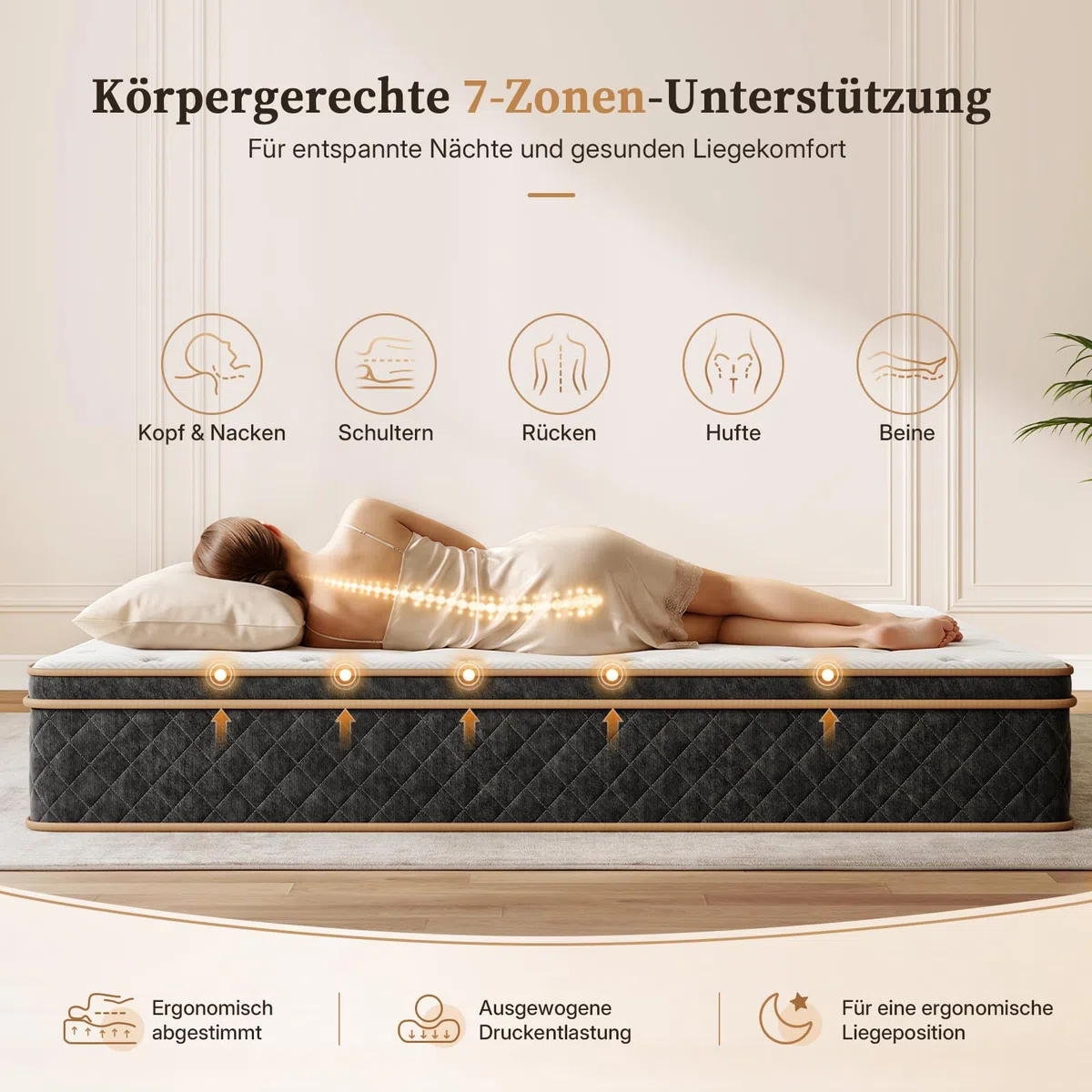 Vesgantti Matratze 140x200 cm H3, 30 cm Taschenfederkernmatratze fürs Bett