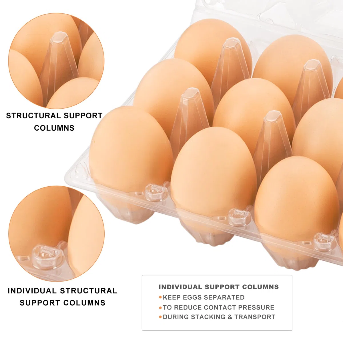 Eierkartons, 100 Packungen, Kunststoff, 3 x 4 Fächer, transparente Eierkartons, günstige Großpackung für 12 Eier, ideal für Kühlschrankaufbewahrung, Hühnerfarm, Bauernmärkte und kommerzielle