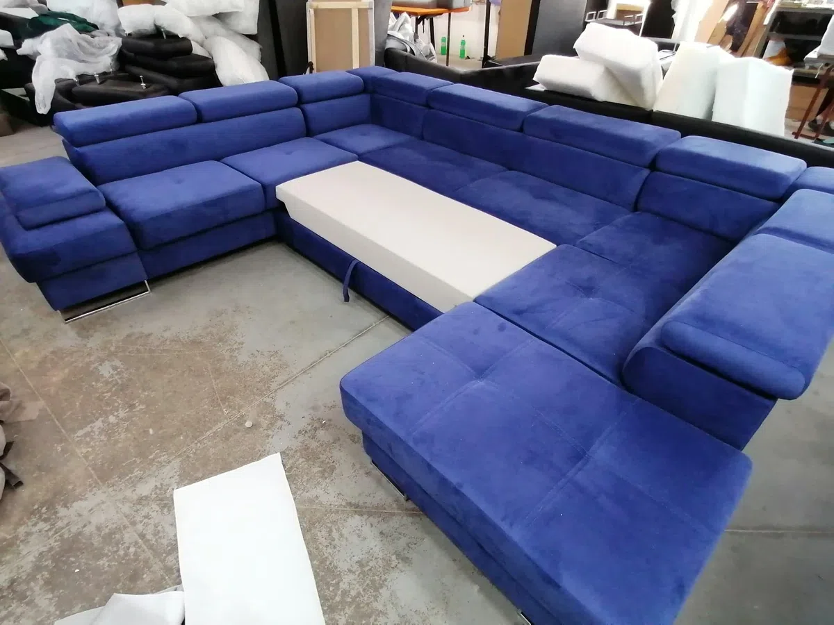 Ecksofa Galaxy MAX I Ecksofa mit Schlaffunktion, 280x350x225 cm, Stoff Gemma, Bettkasten, verstellbaren Kopfstützen & Armlehne (Beige, Links)