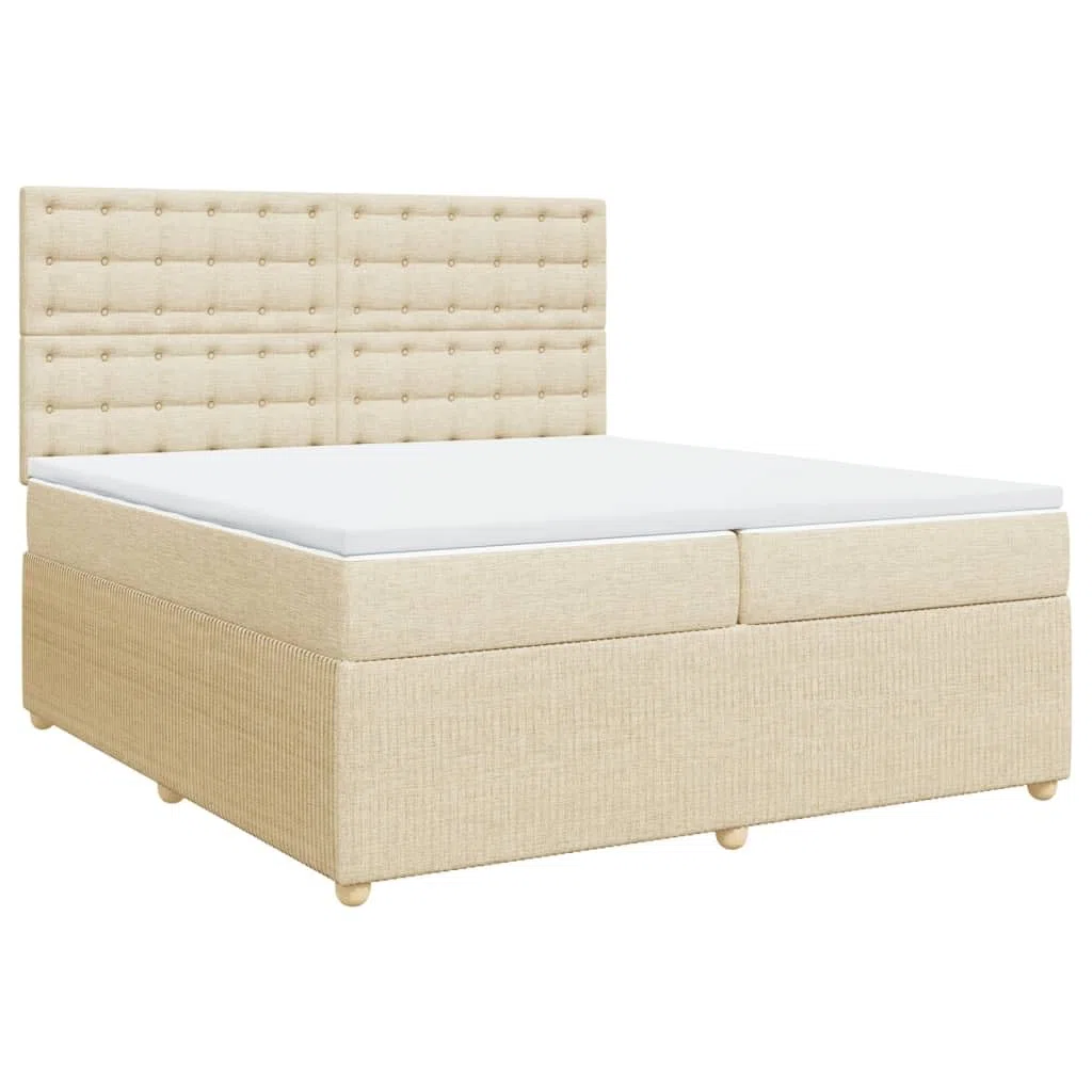Brokky Boxspringbett mit Matratze Betten Mit Matratze Schlafzimmer Bett Boxspringbett Mit Matratze Creme 200x200 cm Stoff / 3292182