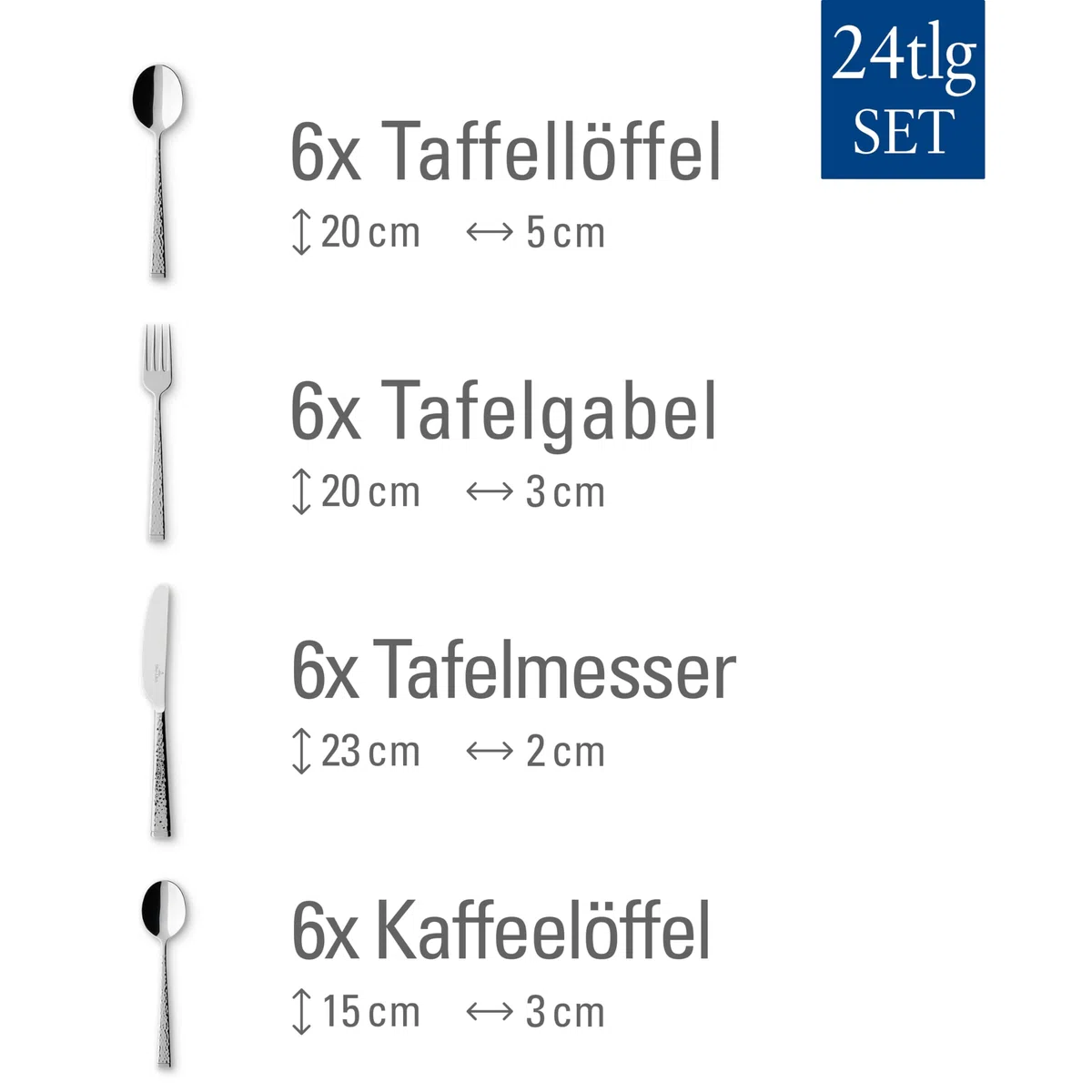Villeroy & Boch Blacksmith Tafelbesteck für bis zu 6 Personen, 24-teilig, Edelstahl