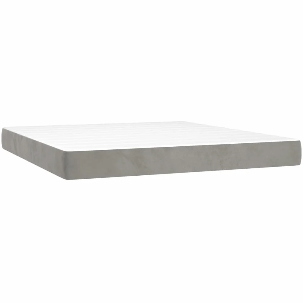 KOIECETA Boxspringbett mit Matratze Polsterbett Bett Hotelbett Einzelbett Bettrahmen Bettgestell Lattenrost Schlafzimmerbett Hellgrau 180x200 cm Samt