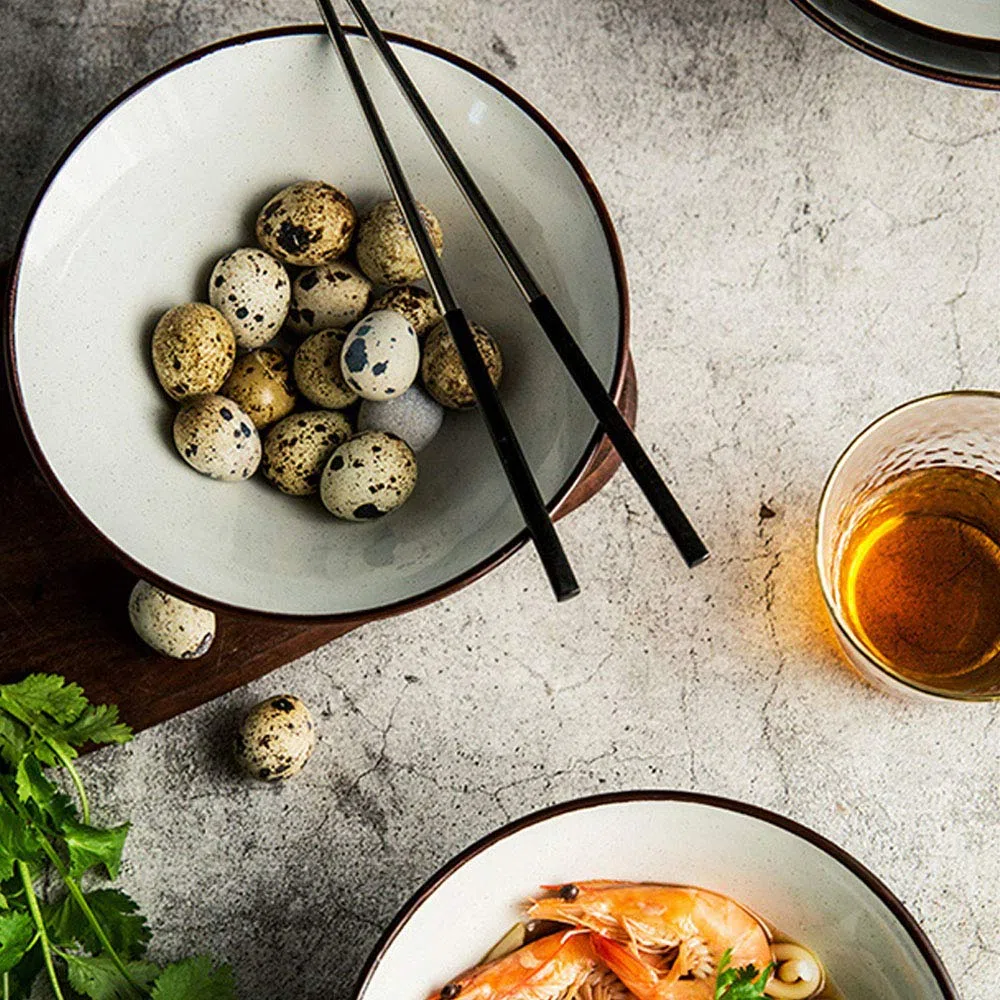 Générique Ramen Nudelsuppenschüssel aus Porzellan mit Essstäbchen und Löffeln, 2 große japanische Schüsseln mit 800 ml für Udon, Pho, Nudeln und Salate, Müsli-Nudelschalen