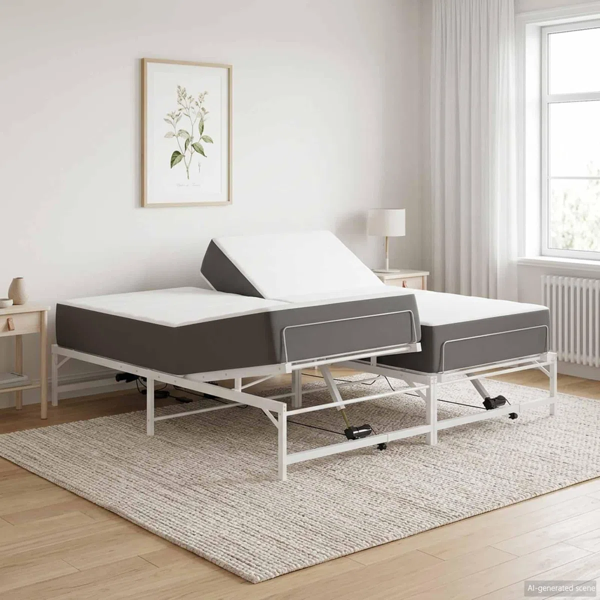 Gecheer Elektrisch Bettgestell Weiß 200x200 Stahl Fernbedienung