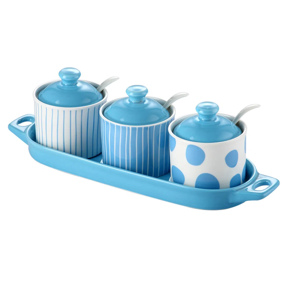 Zuckerdose, Gewürzdose, Nordische Blaue Zuckerdose Mit Deckel, Vorratsdose Für Küchendekoration, Feuchtigkeits- Und Staubdichtes Gewürzglas, Für Kaffeebar, Restaurant, Z,Blue2-3 Set of