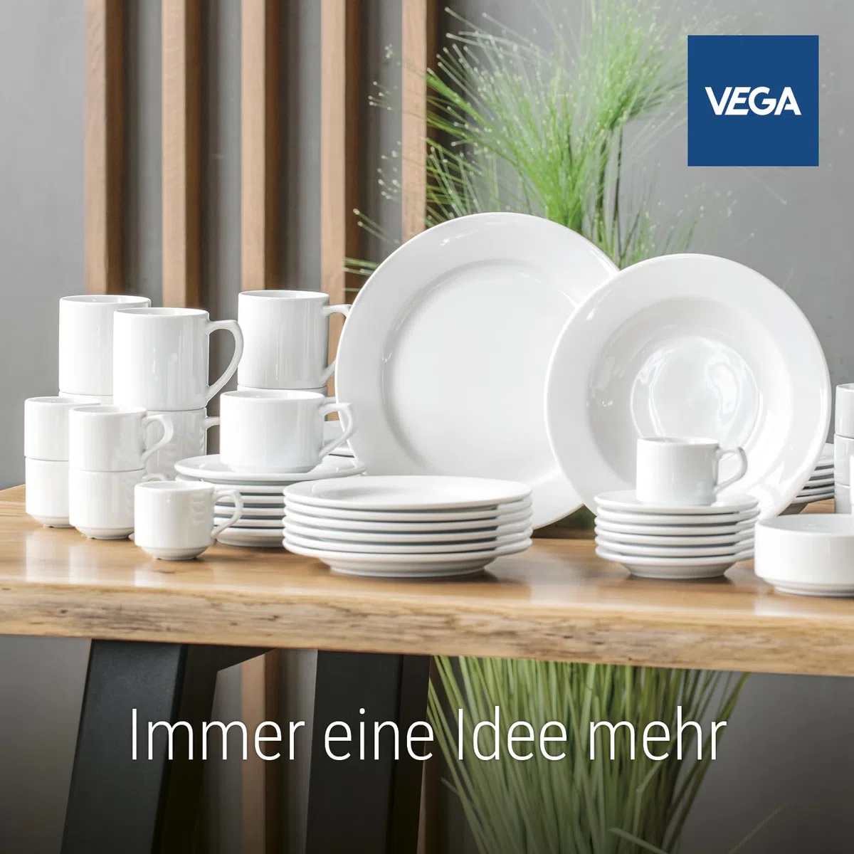 VEGA Base Kaffeetassen-Set – Kaffeetasse 200 ml & Untertasse 15 cm, 30 Personen, Kaffee Geschirr Set, spülmaschinenfest, mikrowellengeeignet, weißes Hotelporzellan für Café, Haushalt, Restaurant