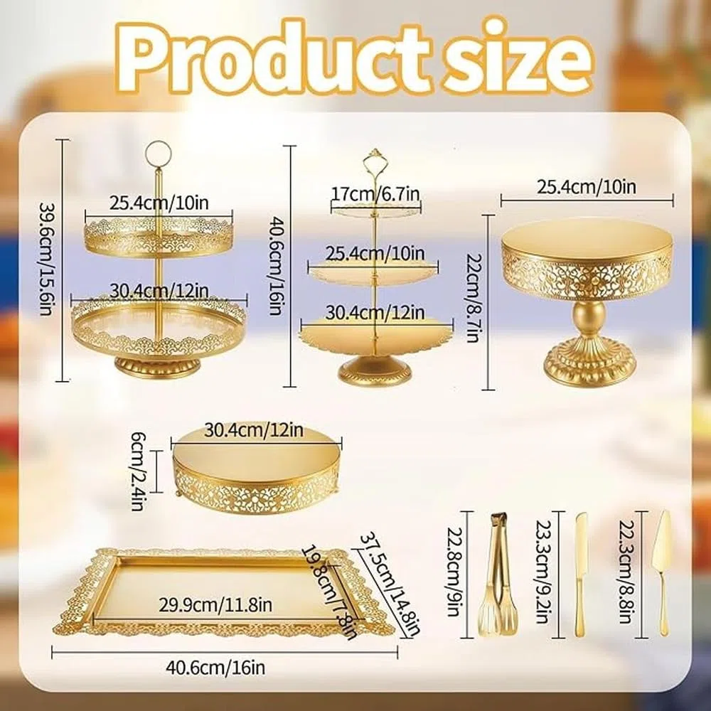Anspruchsvolle Gold Serviertablett,11 teiliges Set weiß