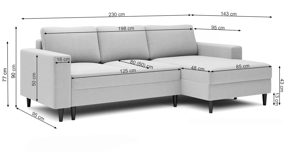 Selsey - Nalika L-förmiges Ecksofa mit Aufbewahrungsbox aus hydrophobem Velours in Dunkelbeige auf der rechten Seite