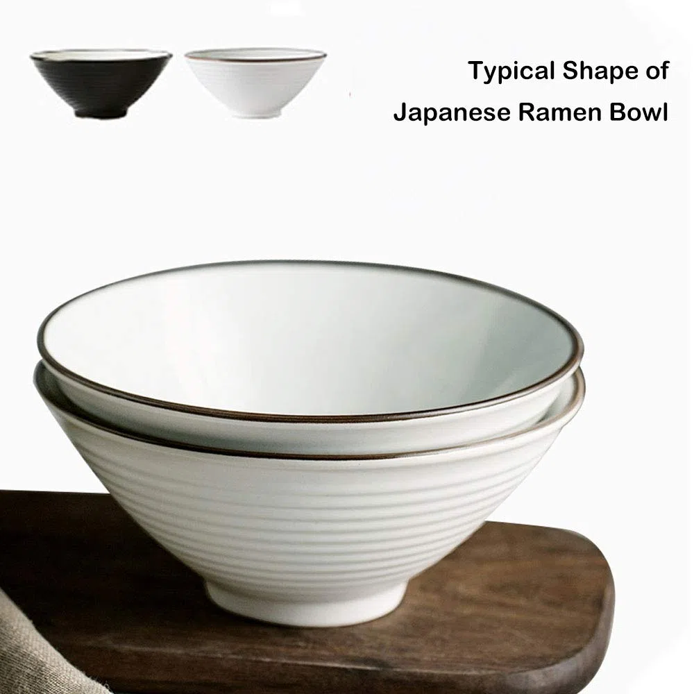 Générique Ramen Nudelsuppenschüssel aus Porzellan mit Essstäbchen und Löffeln, 2 große japanische Schüsseln mit 800 ml für Udon, Pho, Nudeln und Salate, Müsli-Nudelschalen