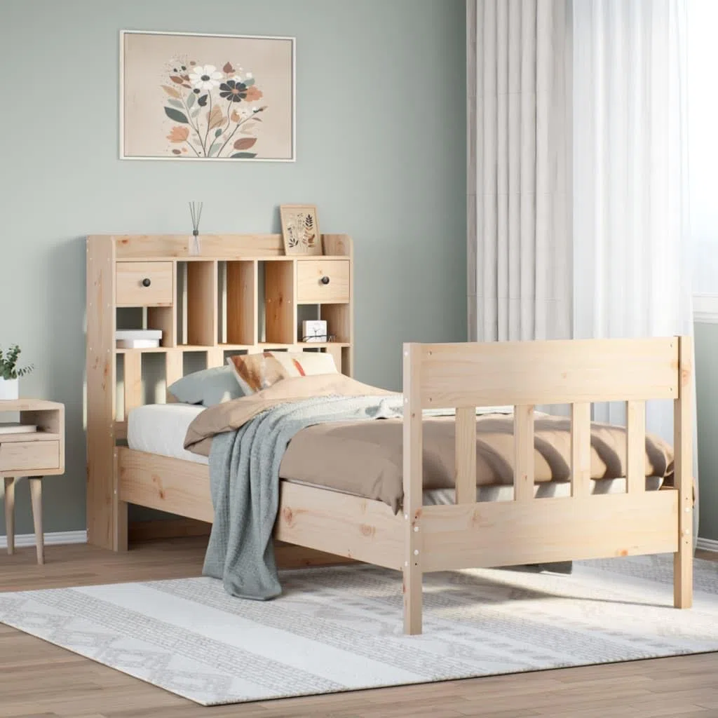 Massivholzbett ohne Matratze Bed Frame Bettgestell Massivholzbett Betten Holzbett 90x190 cm Kiefer - 3323281