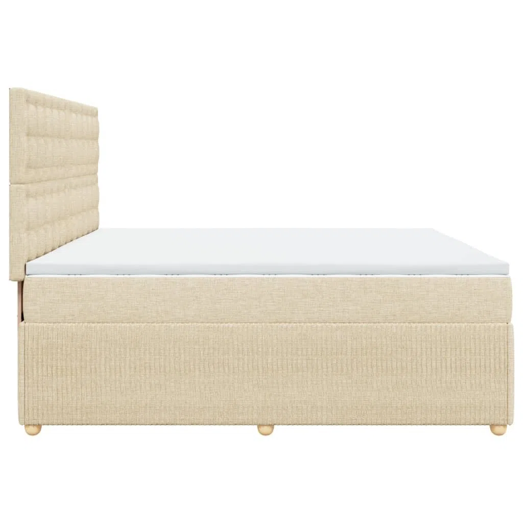 Brokky Boxspringbett mit Matratze Betten Mit Matratze Schlafzimmer Bett Boxspringbett Mit Matratze Creme 200x200 cm Stoff / 3292182