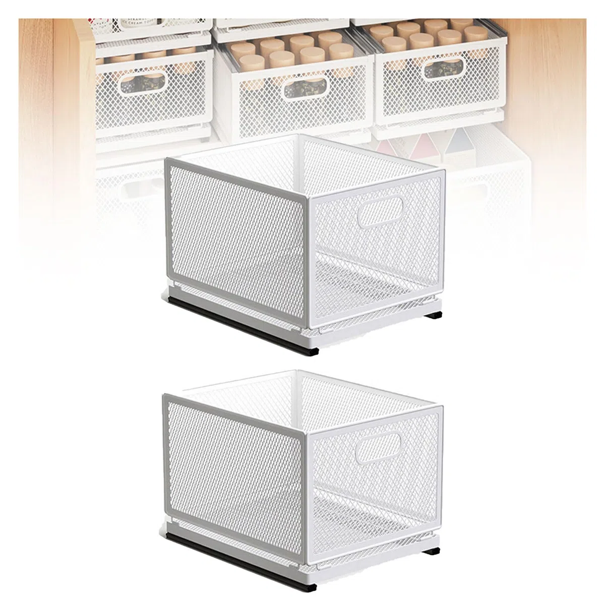 Robuster ausziehbarer Schrank-Organizer für Küche und Badezimmer, Metall-Aufbewahrungsregale mit leisem Schiebe-Design, platzsparendes Schrank-Schubladensystem