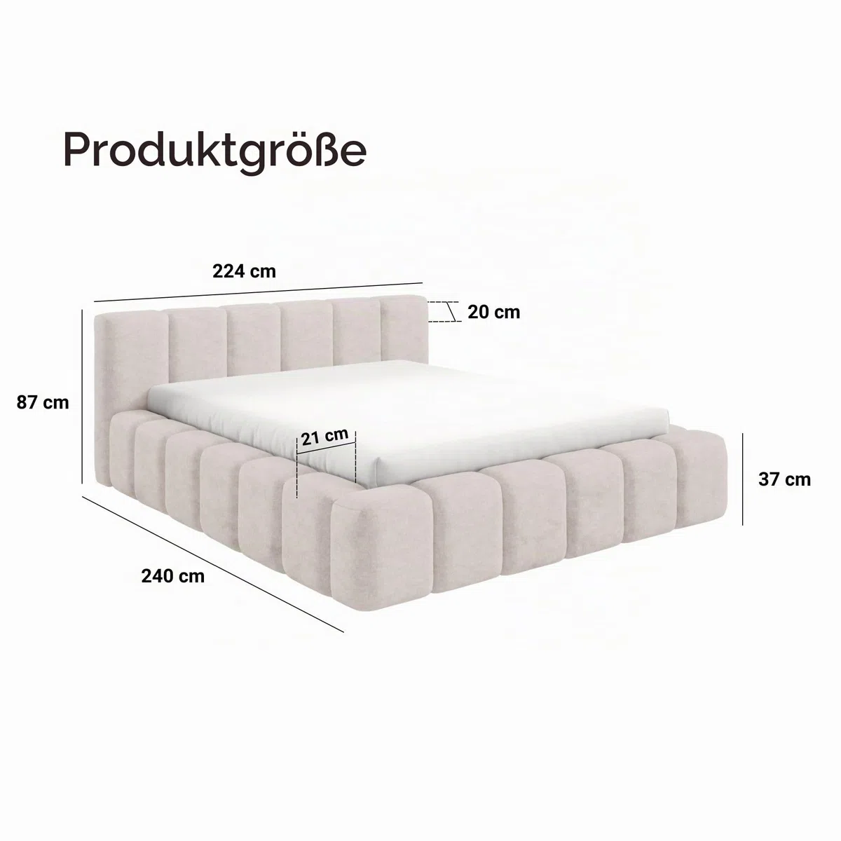 Dekori Polsterbett KALLA Premium Wolkenbett mit Bettkasten, Boucle Bett (Quelle 02, 180 x 200 cm)