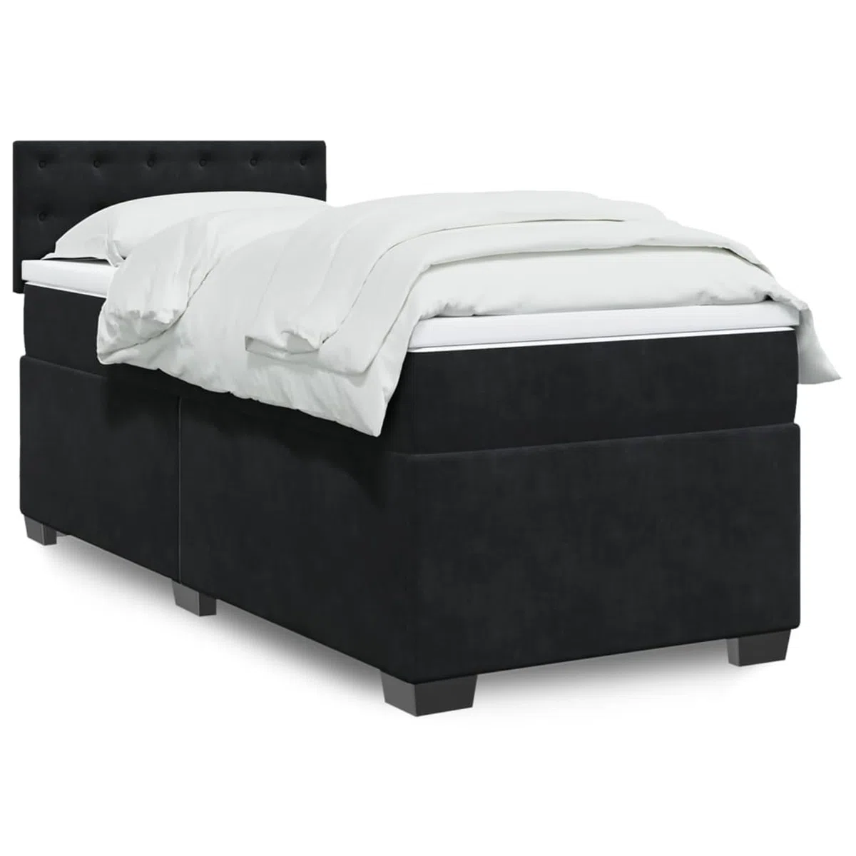 Boxspringbett mit Matratze Schwarz 100x200 cm Bett Boxspringbett Schlafzimmer MöBel Betten Bett Mit Matratze Samt - 3286248