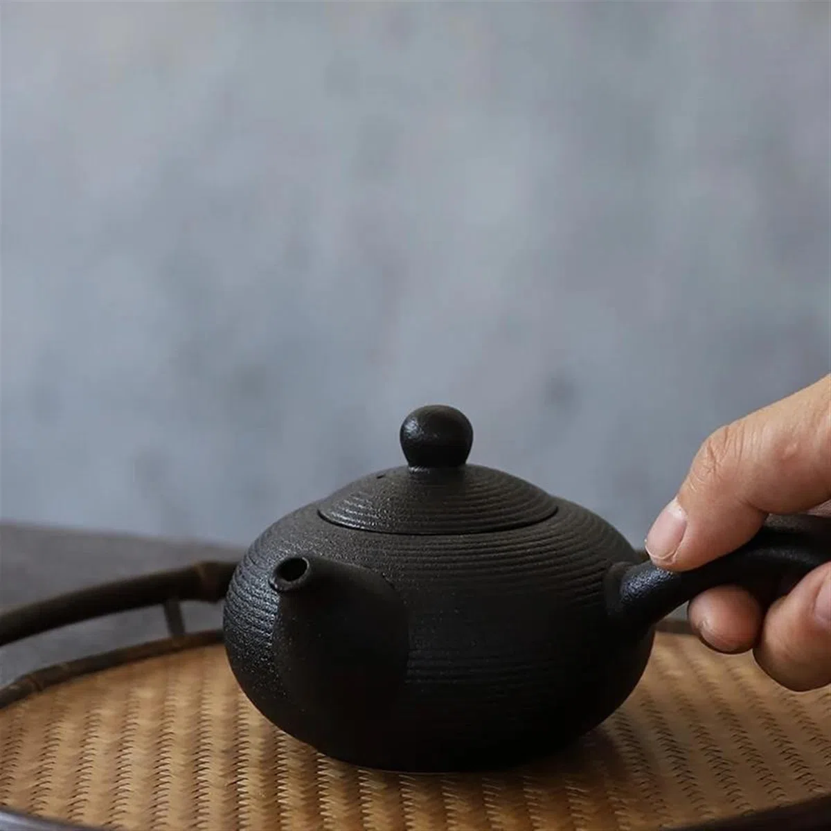 Teekanne, Reise-Teesets, Teekanne, Nachmittagstee-Set, chinesische Teekanne, schwarzes Keramik-Teegeschirr, Kyusu-Teekannen, 165 ml Teeset