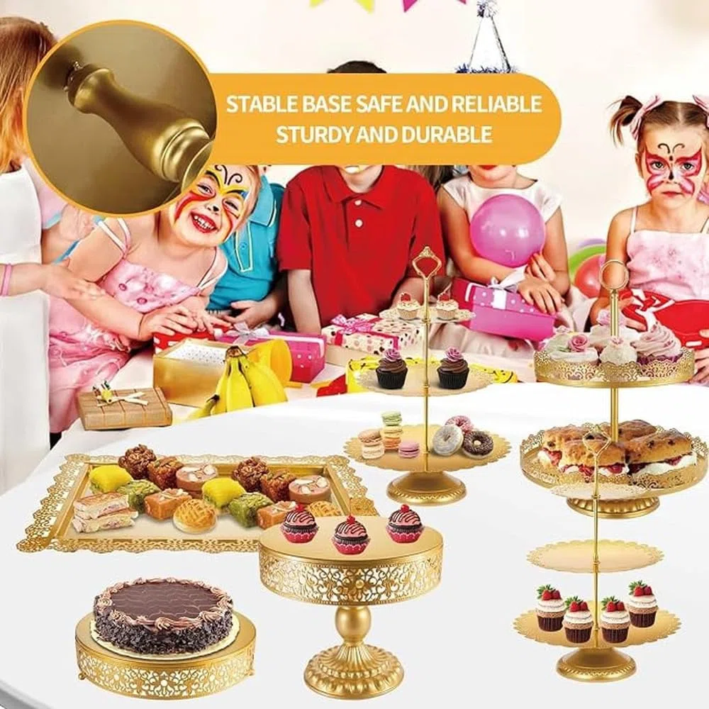Anspruchsvolle Gold Serviertablett,11 teiliges Set weiß