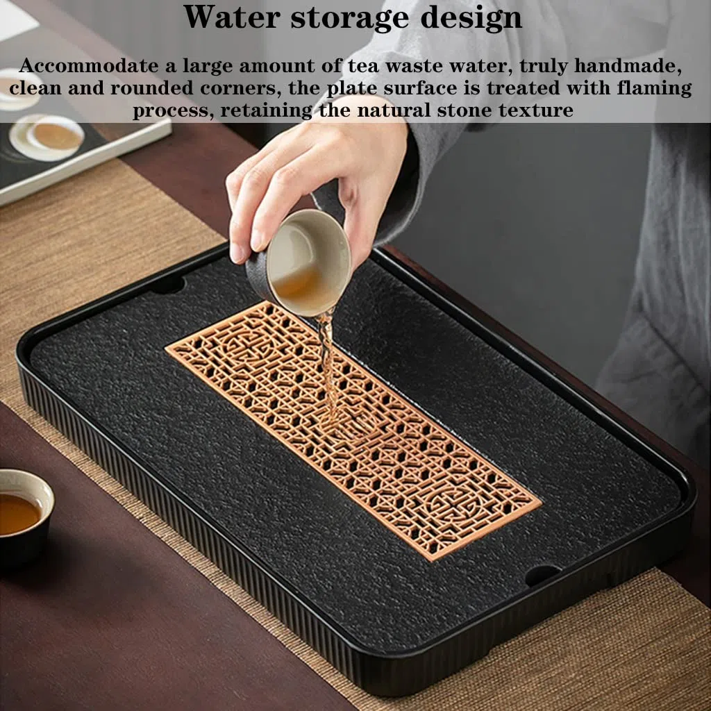 Teetablett, Teeteller, Kongfu-Teetablett, Gongfu-Teetablett, chinesisches Teeservice, japanisch/chinesischer Gongfu-Teetisch, Teetisch mit Wasseraufbewahrung (42 x 25 x 3,5 cm)