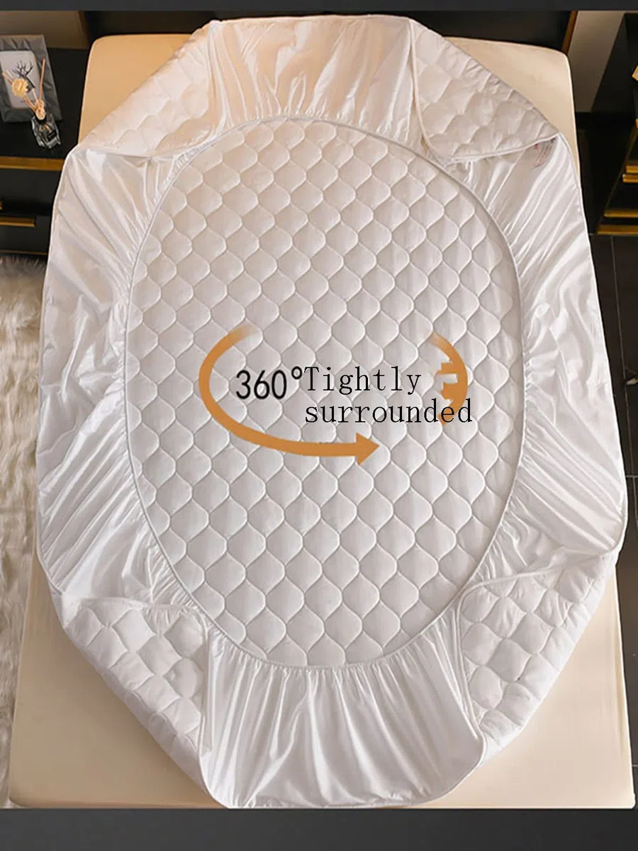 Spannbettlaken Bettüberwurf Bettlaken Matratzenschoner Spannbetttuch 100% Baumwolle rutschfest 360 Grad Umhüllender Bettüberwurf (Color : White, Size : 150x200cm)