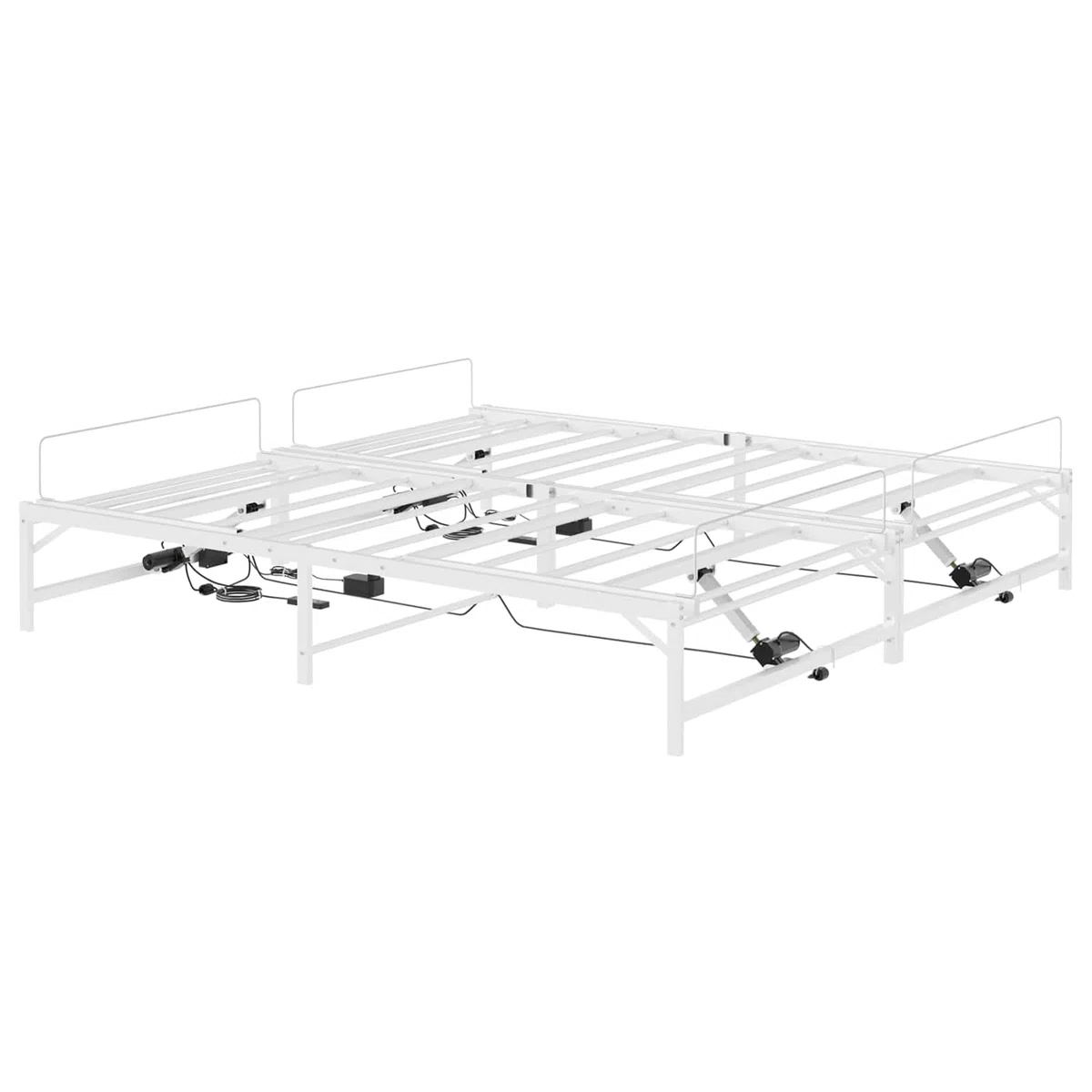 Gecheer Elektrisch Bettgestell Weiß 200x200 Stahl Fernbedienung