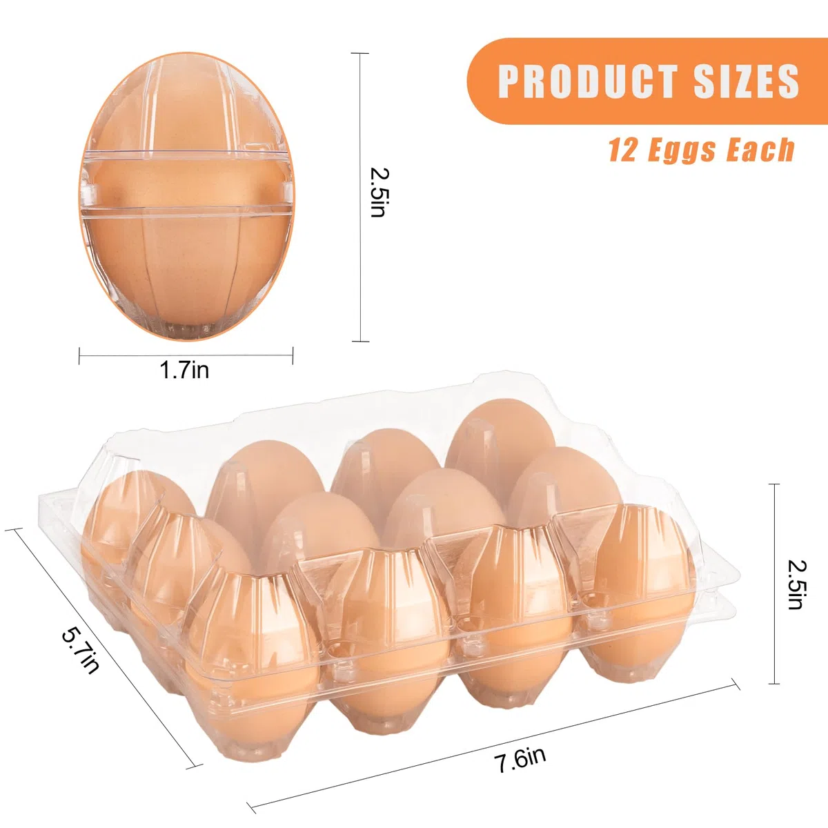 Eierkartons, 100 Packungen, Kunststoff, 3 x 4 Fächer, transparente Eierkartons, günstige Großpackung für 12 Eier, ideal für Kühlschrankaufbewahrung, Hühnerfarm, Bauernmärkte und kommerzielle