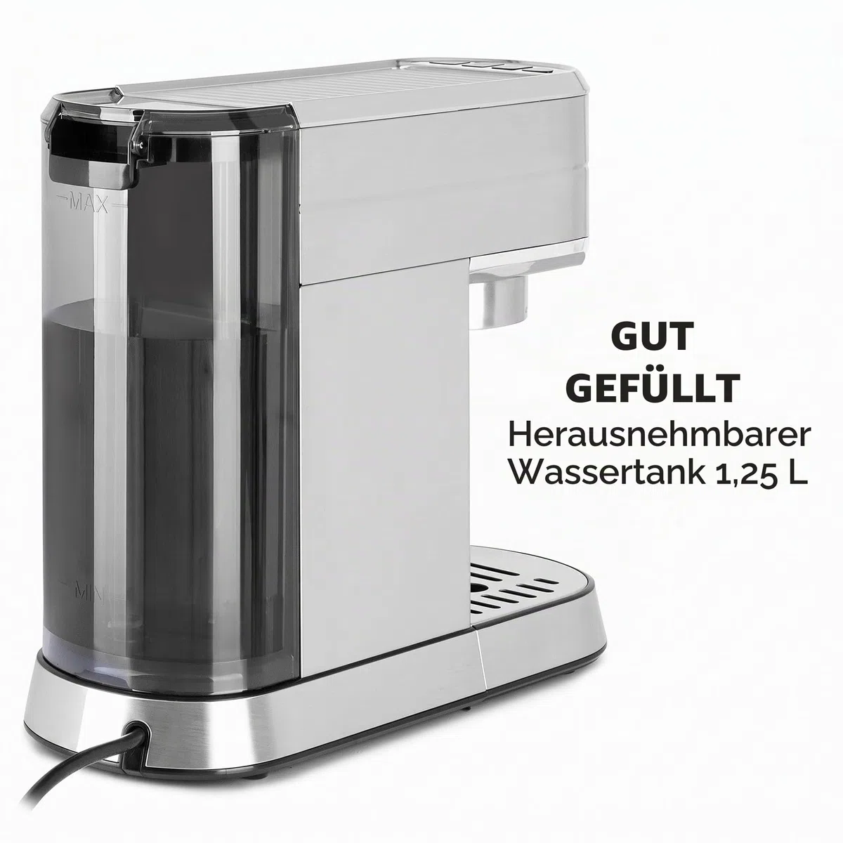 Klarstein Futura Espressomaschine, Siebträgermaschine mit 1450 Watt, 20 bar, Barista-Qualität, Zweifach Ausguss, Fließstopp, Siebträger Kaffeemaschine, Milchaufschäum-Funktion, silber