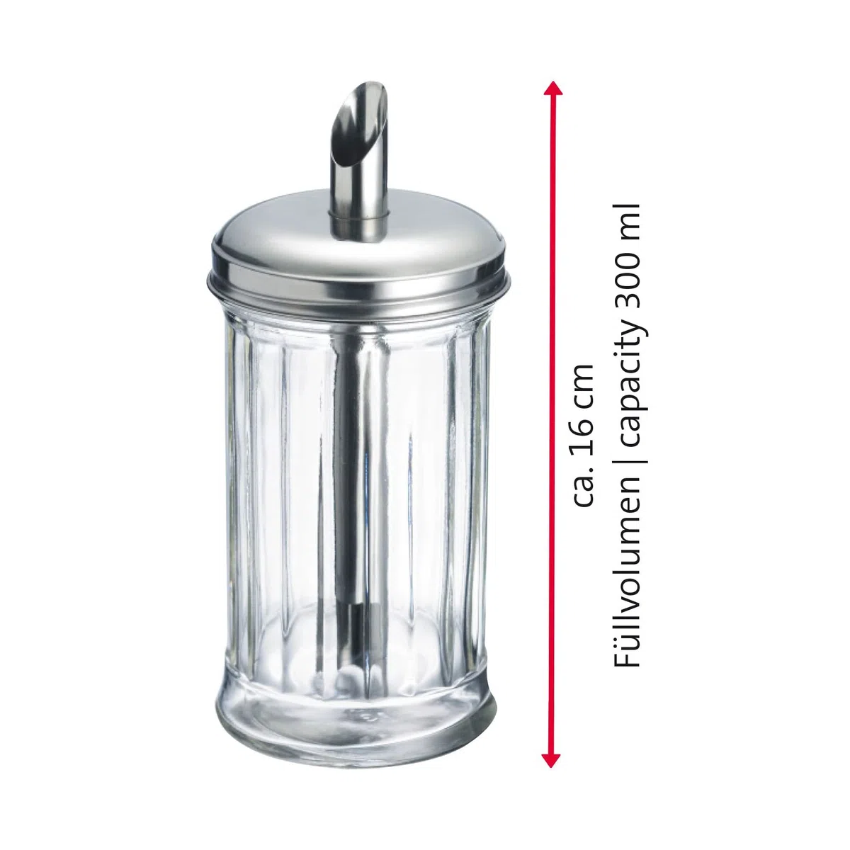 Westmark Zuckerdosierer, 6 Stück, Fassungsvermögen: je 300 ml, Glas/Rostfreier Edelstahl, New York, Silber/Transparent, 652422E2