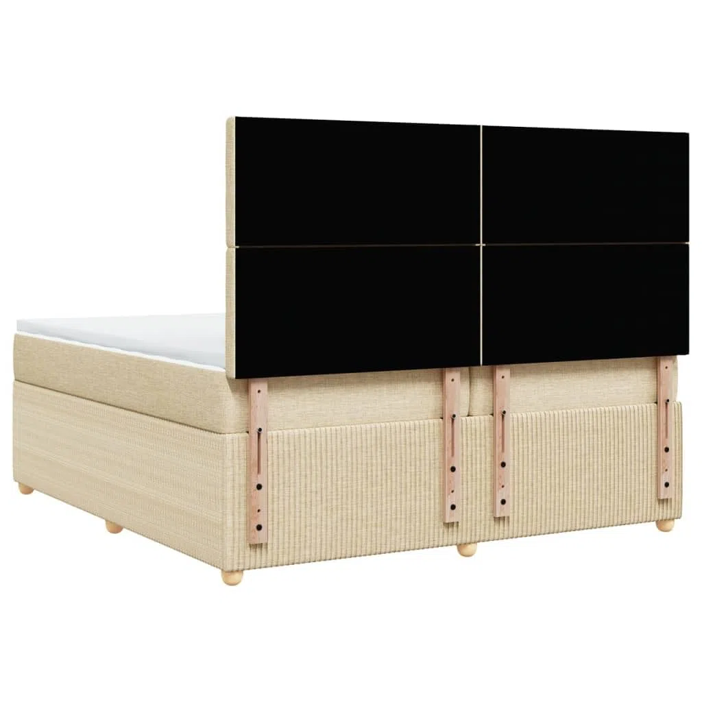 Brokky Boxspringbett mit Matratze Betten Mit Matratze Schlafzimmer Bett Boxspringbett Mit Matratze Creme 200x200 cm Stoff / 3292182