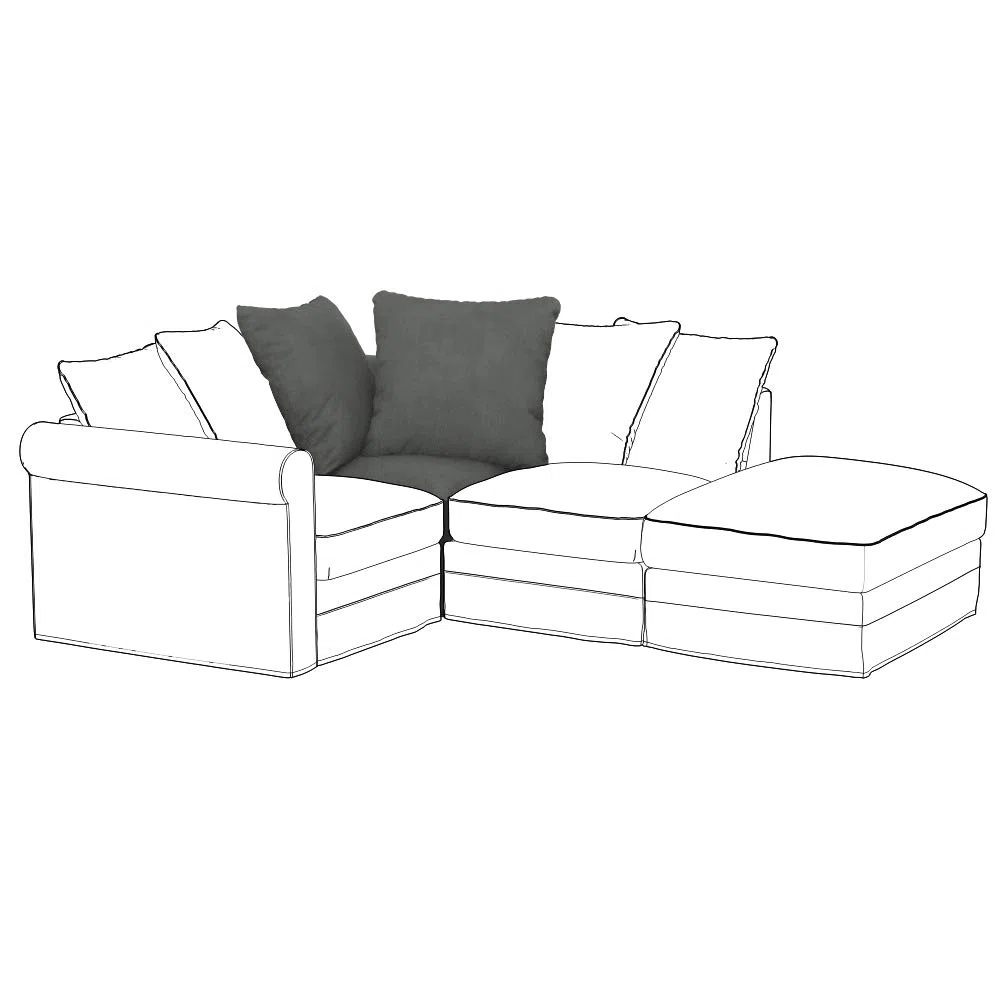 Soferia Sofabezug L Form Kompatibel Mit GRONLID Eckelement Ecksofaüberzug Ecksofaüberwurf Sofaschoner Cover Einfache Reinigung Allergiefrei Wasserabweisend Majestic Velvet Grau