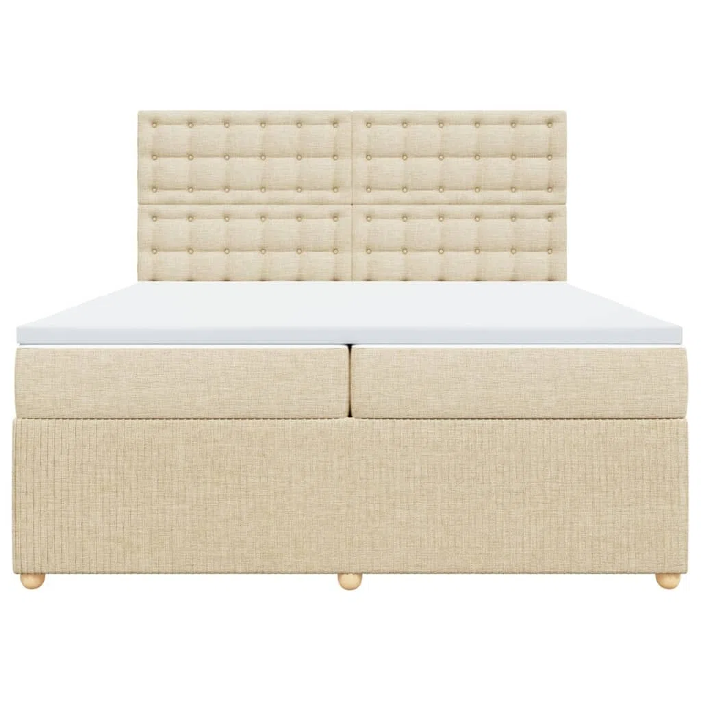 Brokky Boxspringbett mit Matratze Betten Mit Matratze Schlafzimmer Bett Boxspringbett Mit Matratze Creme 200x200 cm Stoff / 3292182