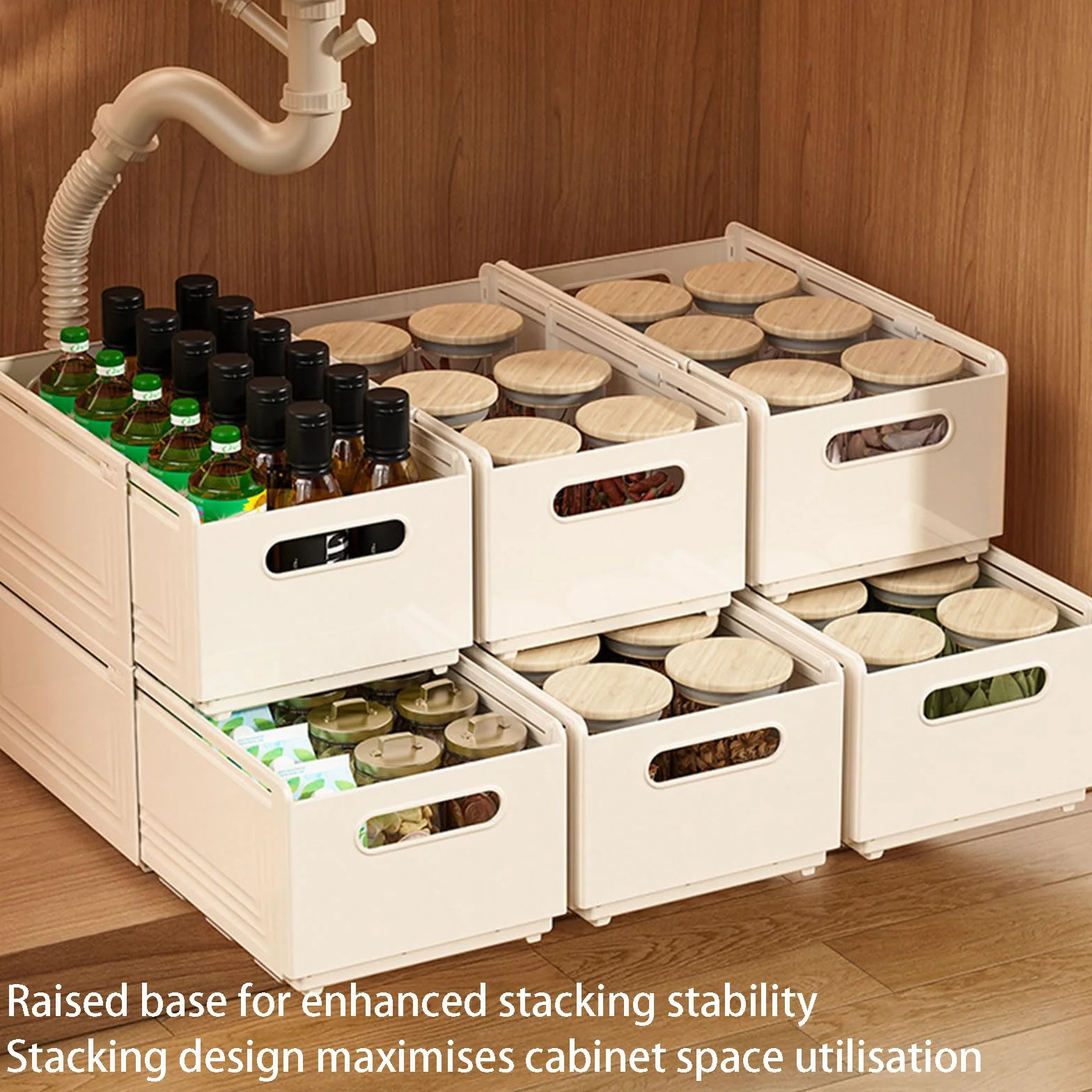 Erweiterbare Aufbewahrungsboxen aus Kunststoff mit verstellbarer Tiefe von 28–48 cm, vielseitig, faltbar und Schubladenteiler für Schlafzimmer, Küche und Snack-Aufbewahrung