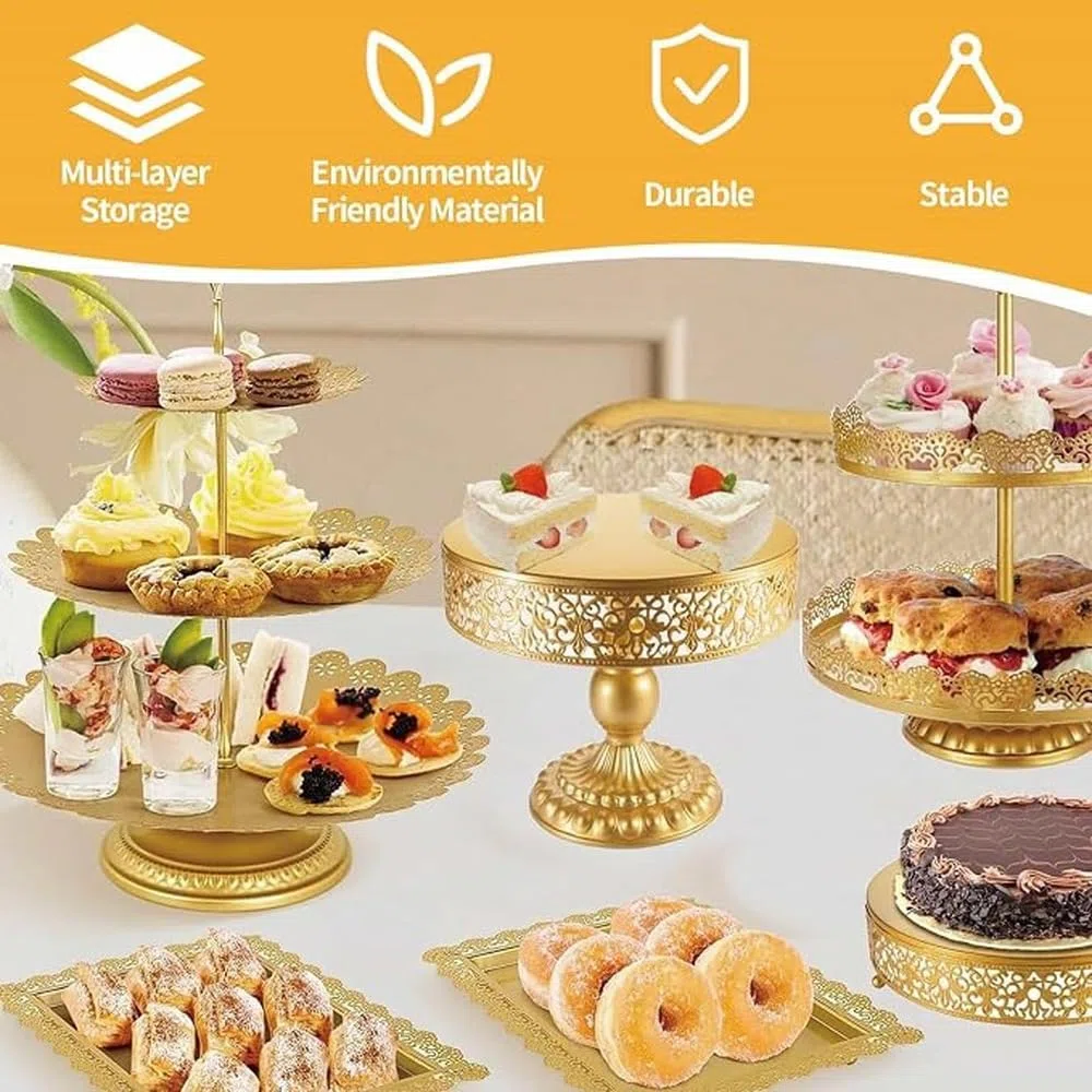 Anspruchsvolle Gold Serviertablett,11 teiliges Set weiß
