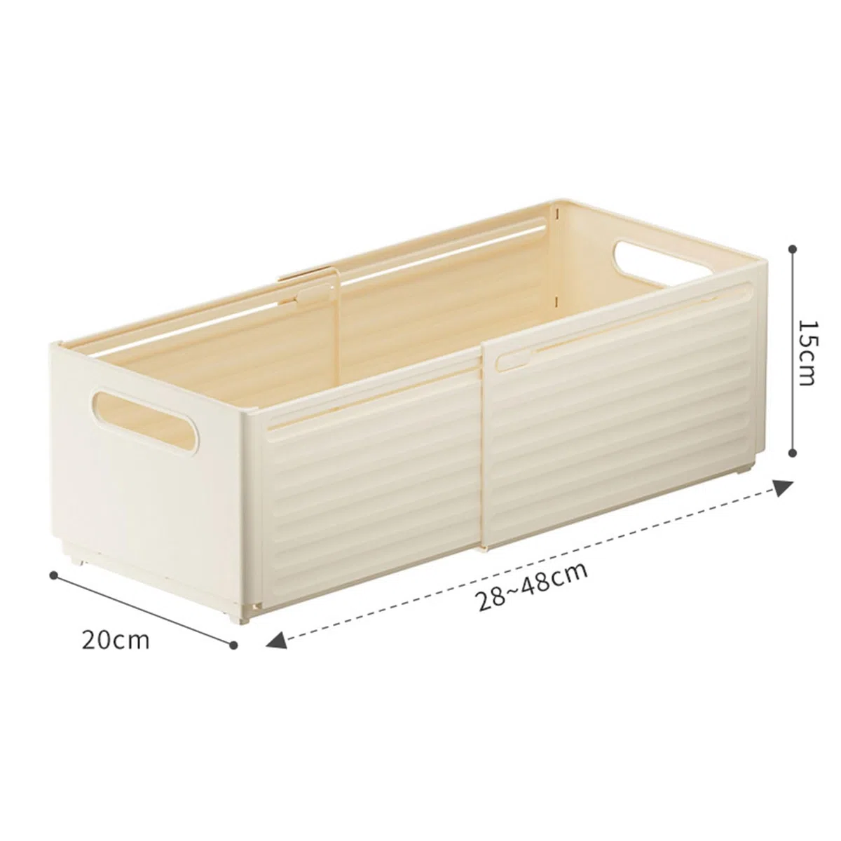 Erweiterbare Aufbewahrungsboxen aus Kunststoff mit verstellbarer Tiefe von 28–48 cm, vielseitig, faltbar und Schubladenteiler für Schlafzimmer, Küche und Snack-Aufbewahrung