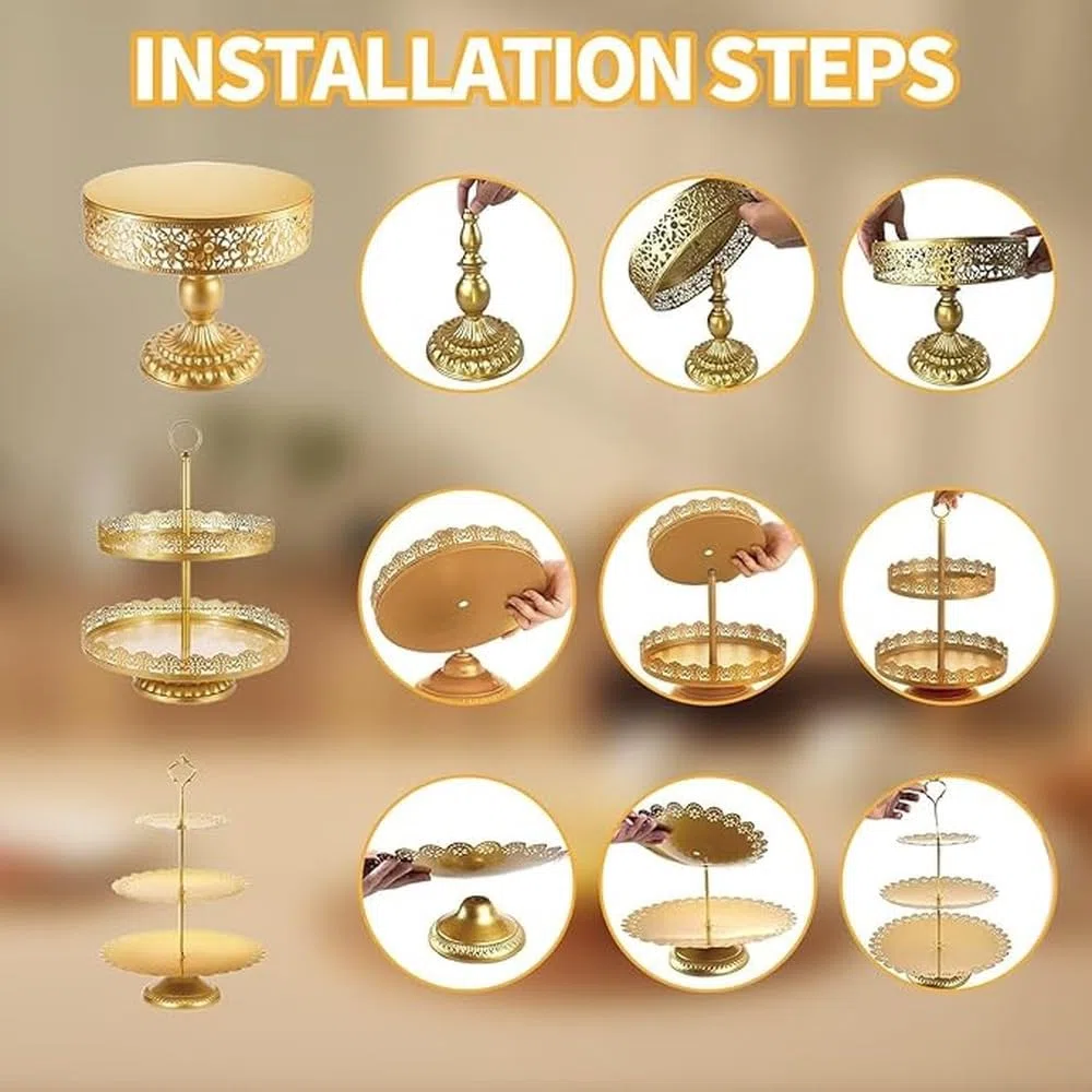 Anspruchsvolle Gold Serviertablett,11 teiliges Set weiß