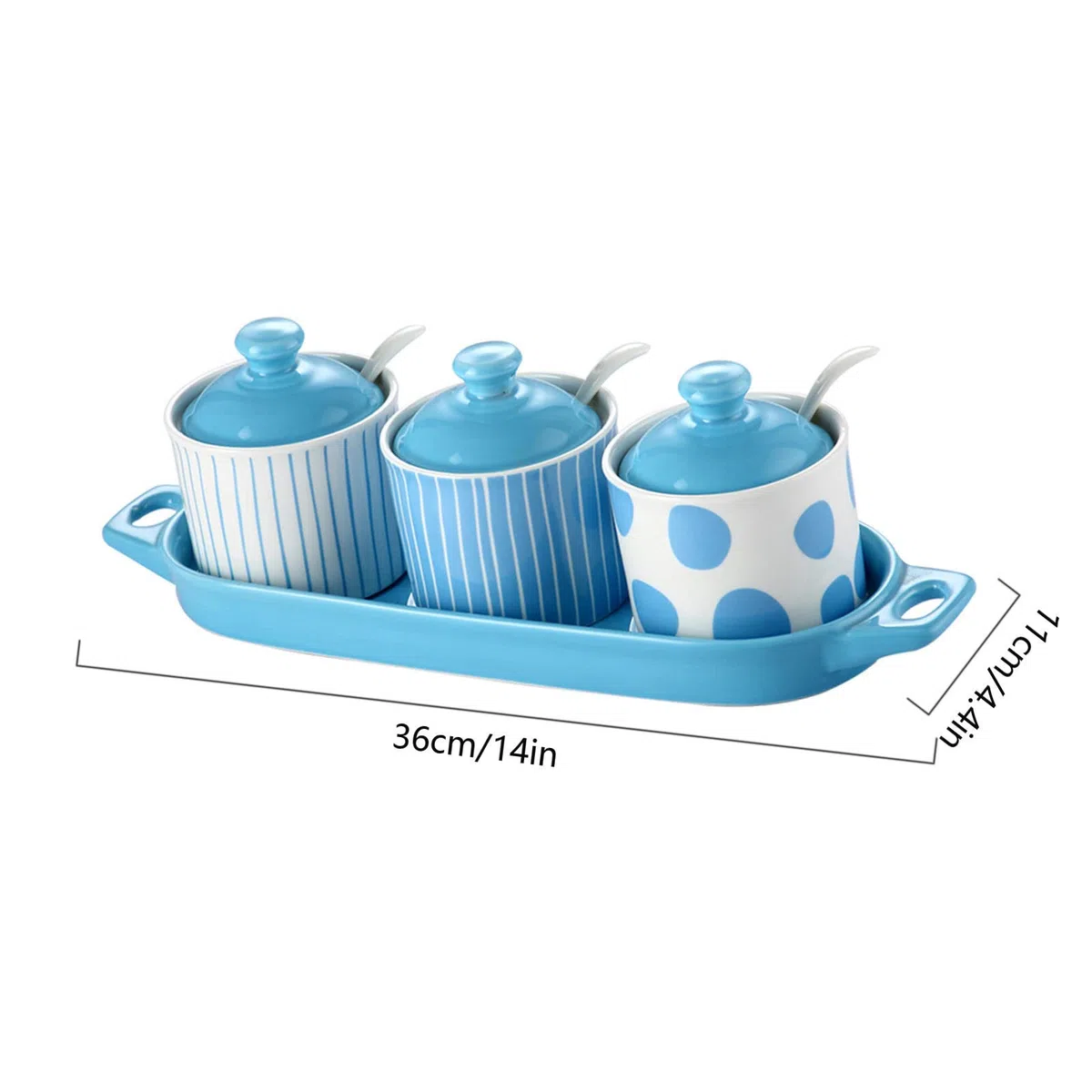 Zuckerdose, Gewürzdose, Nordische Blaue Zuckerdose Mit Deckel, Vorratsdose Für Küchendekoration, Feuchtigkeits- Und Staubdichtes Gewürzglas, Für Kaffeebar, Restaurant, Z,Blue2-3 Set of