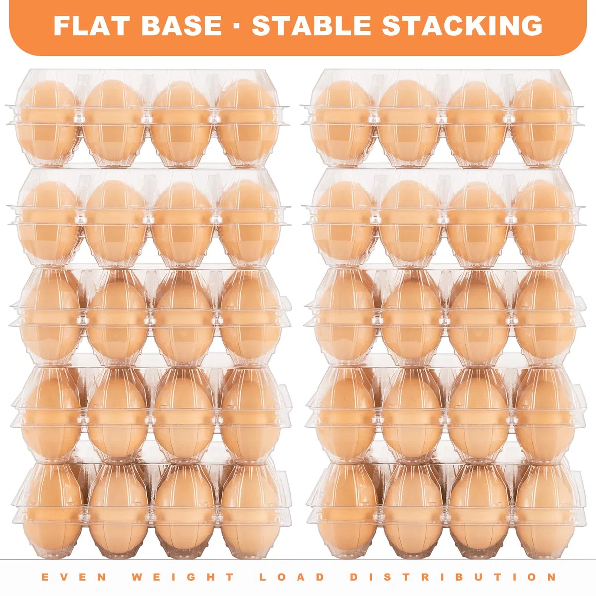 Eierkartons, 100 Packungen, Kunststoff, 3 x 4 Fächer, transparente Eierkartons, günstige Großpackung für 12 Eier, ideal für Kühlschrankaufbewahrung, Hühnerfarm, Bauernmärkte und kommerzielle