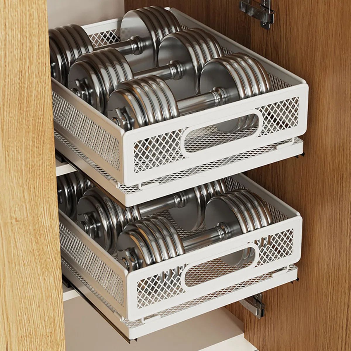 Robuster ausziehbarer Schrank-Organizer für Küche und Badezimmer, Metall-Aufbewahrungsregale mit leisem Schiebe-Design, platzsparendes Schrank-Schubladensystem
