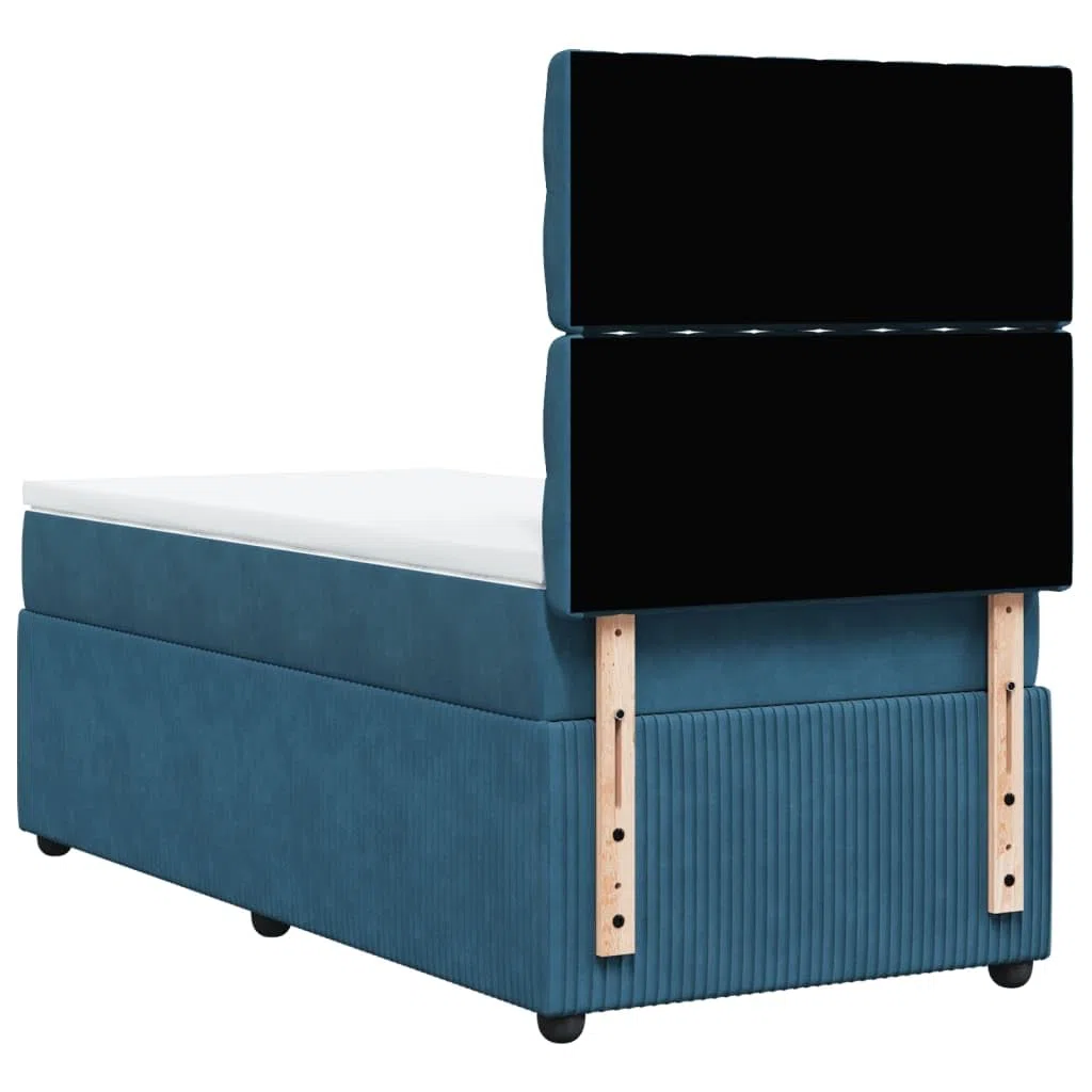 Brokky Boxspringbett mit Matratze Betten Mit Matratze Schlafzimmer Bett Boxspringbett Mit Matratze Dunkelblau 100x200 cm Samt