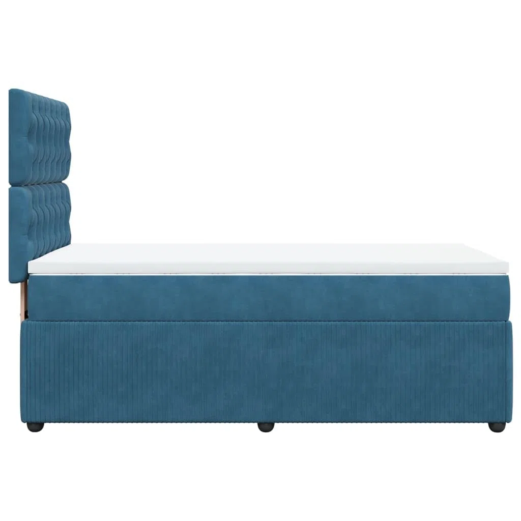 Brokky Boxspringbett mit Matratze Betten Mit Matratze Schlafzimmer Bett Boxspringbett Mit Matratze Dunkelblau 100x200 cm Samt