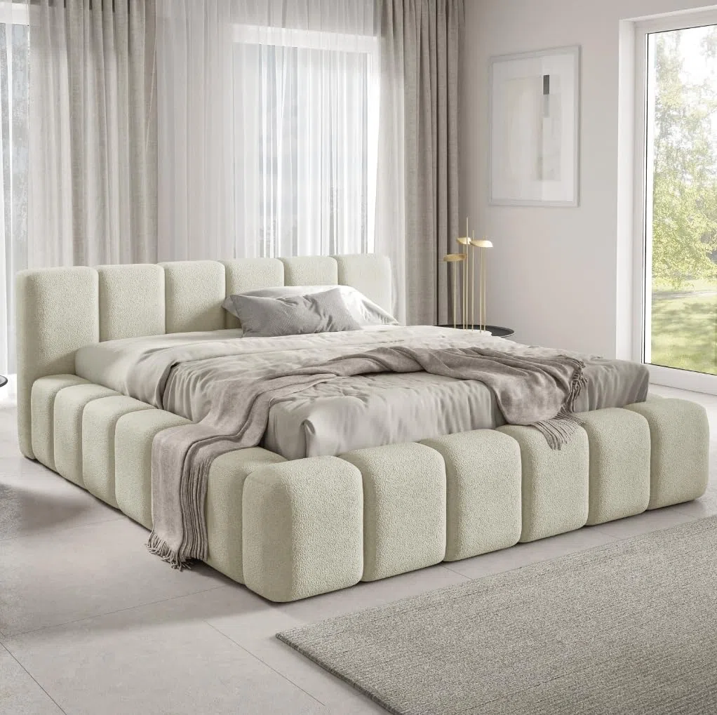 Dekori Polsterbett KALLA Premium Wolkenbett mit Bettkasten, Boucle Bett (Quelle 02, 180 x 200 cm)